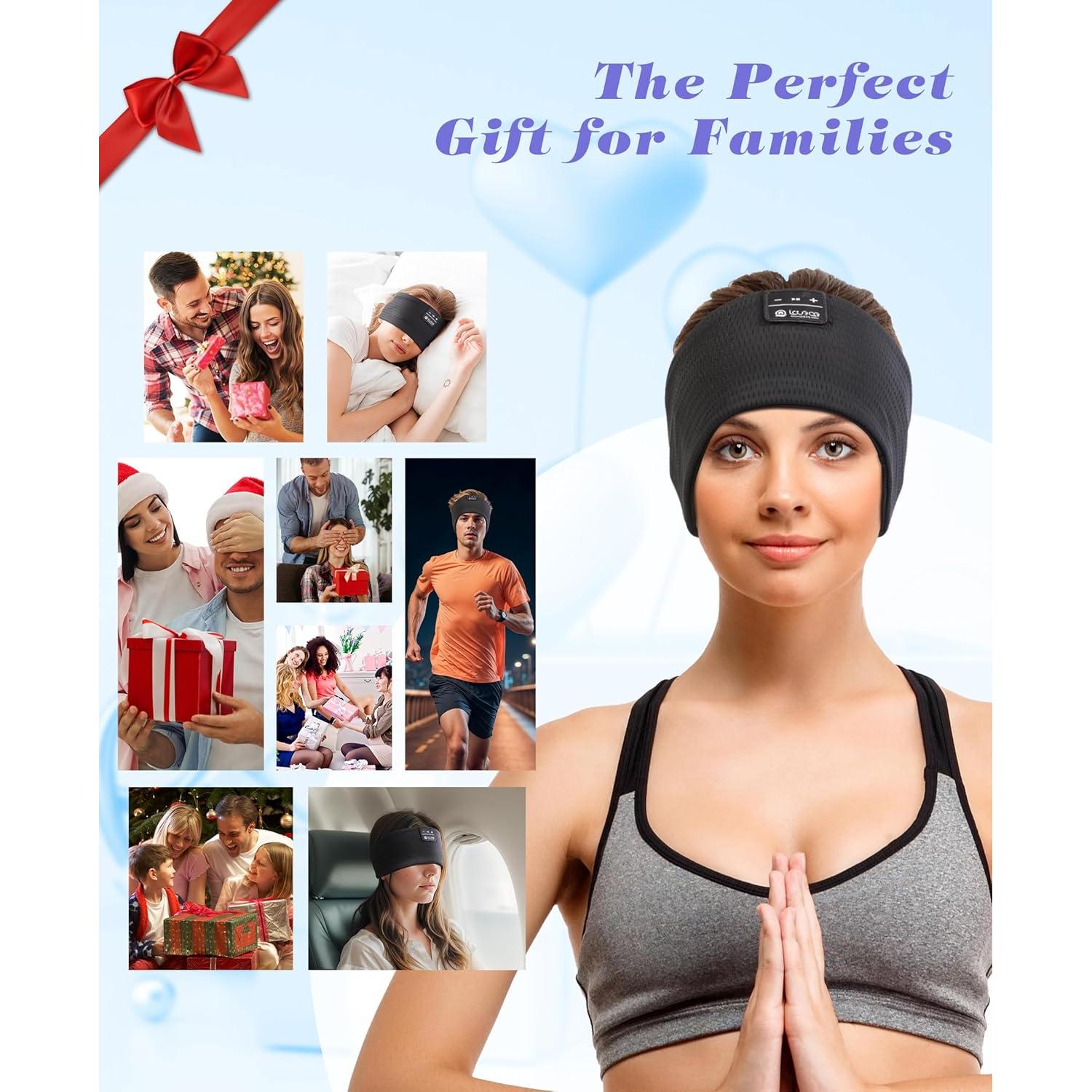 LOVE EYE Sleep Headphones Wireless Headband Headphones Bluetooth 5.4 for Side Sleeper Bluetooth Headband Earphones for Sports for tech Gadgets Gifts