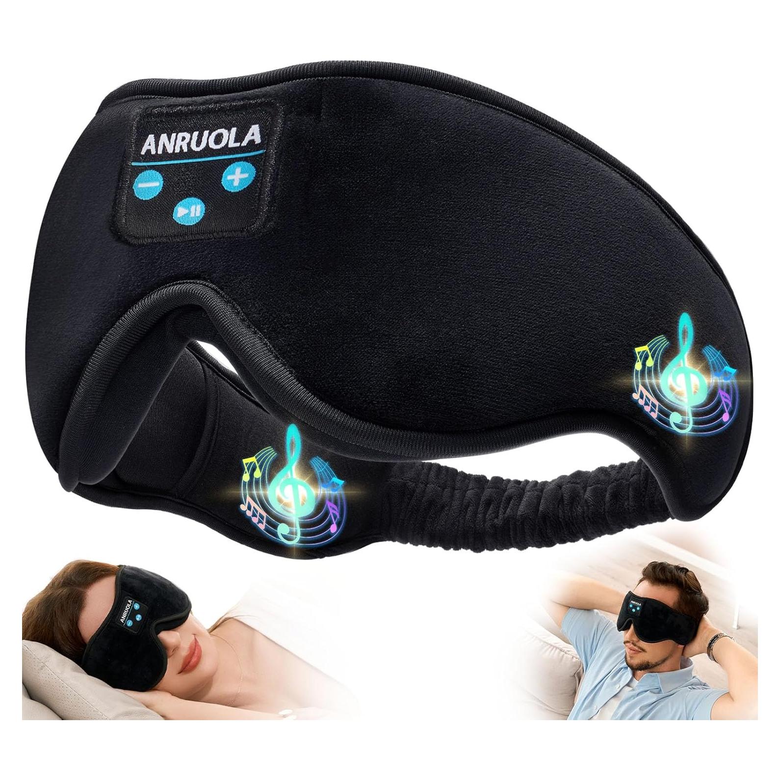 3D Sleep Mask Bluetooth Wireless Music Eye Mask, Sleeping Headphones for Side Sleepers with Ultra-Thin Stereo Speakers Perfect for Sleeping