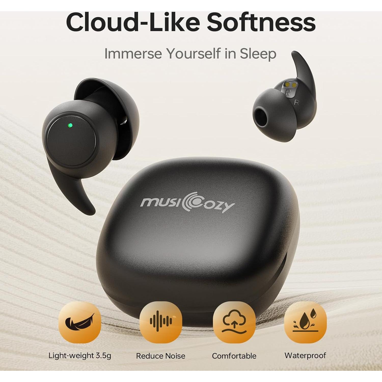 Auriculares In-Ear MUSICOZY para Dormir Bluetooth 5.3 Ligeros