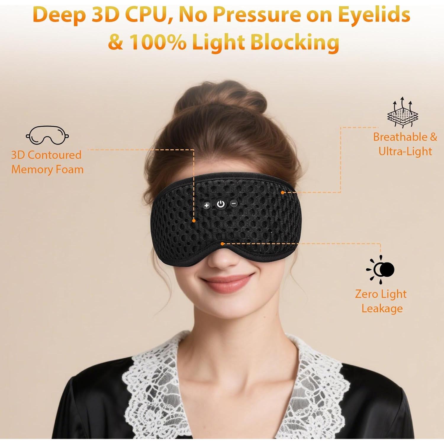 Máscara de Sueño Bluetooth ASIILOVI HF016 3D Ajustable