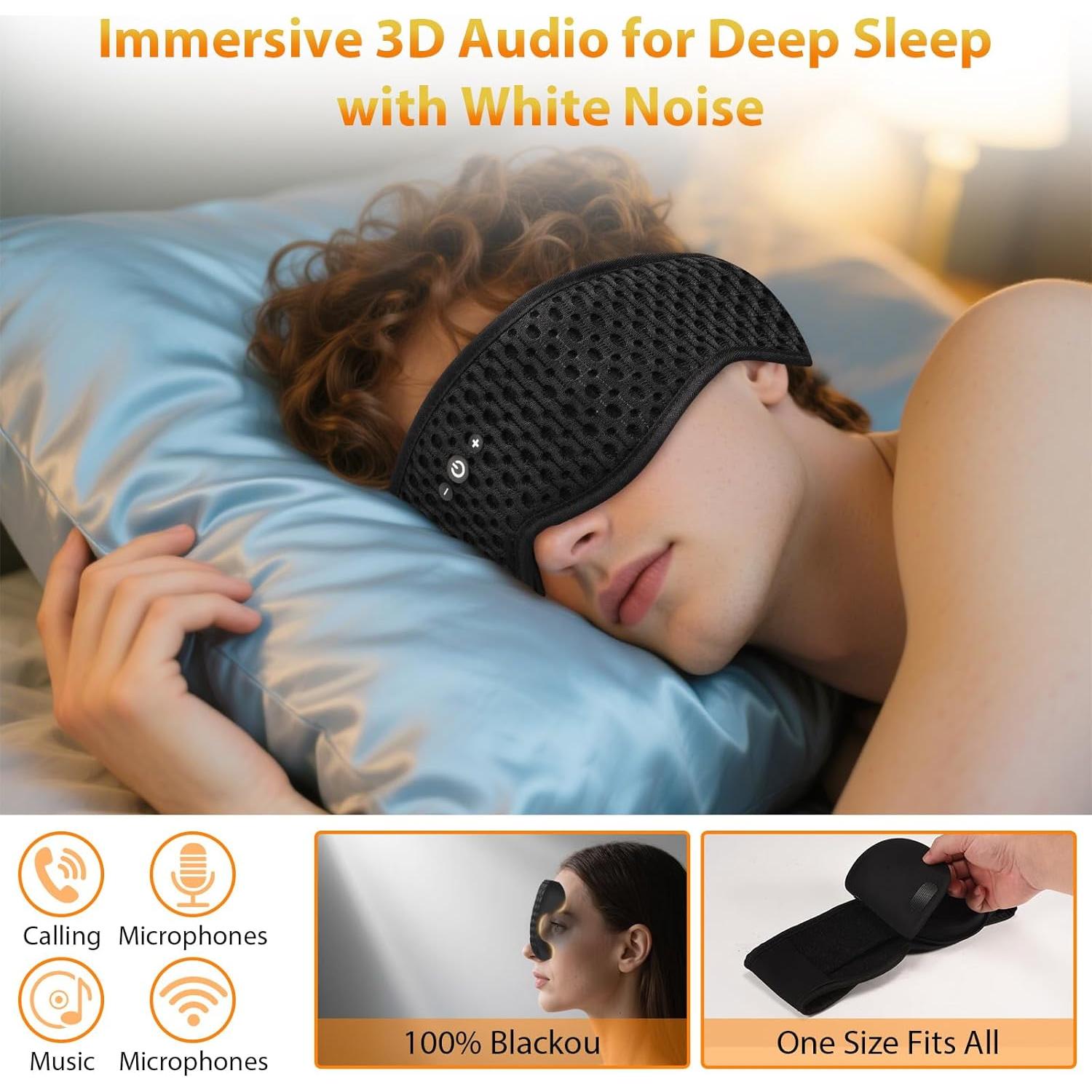 Máscara de Sueño Bluetooth ASIILOVI HF016 3D Ajustable