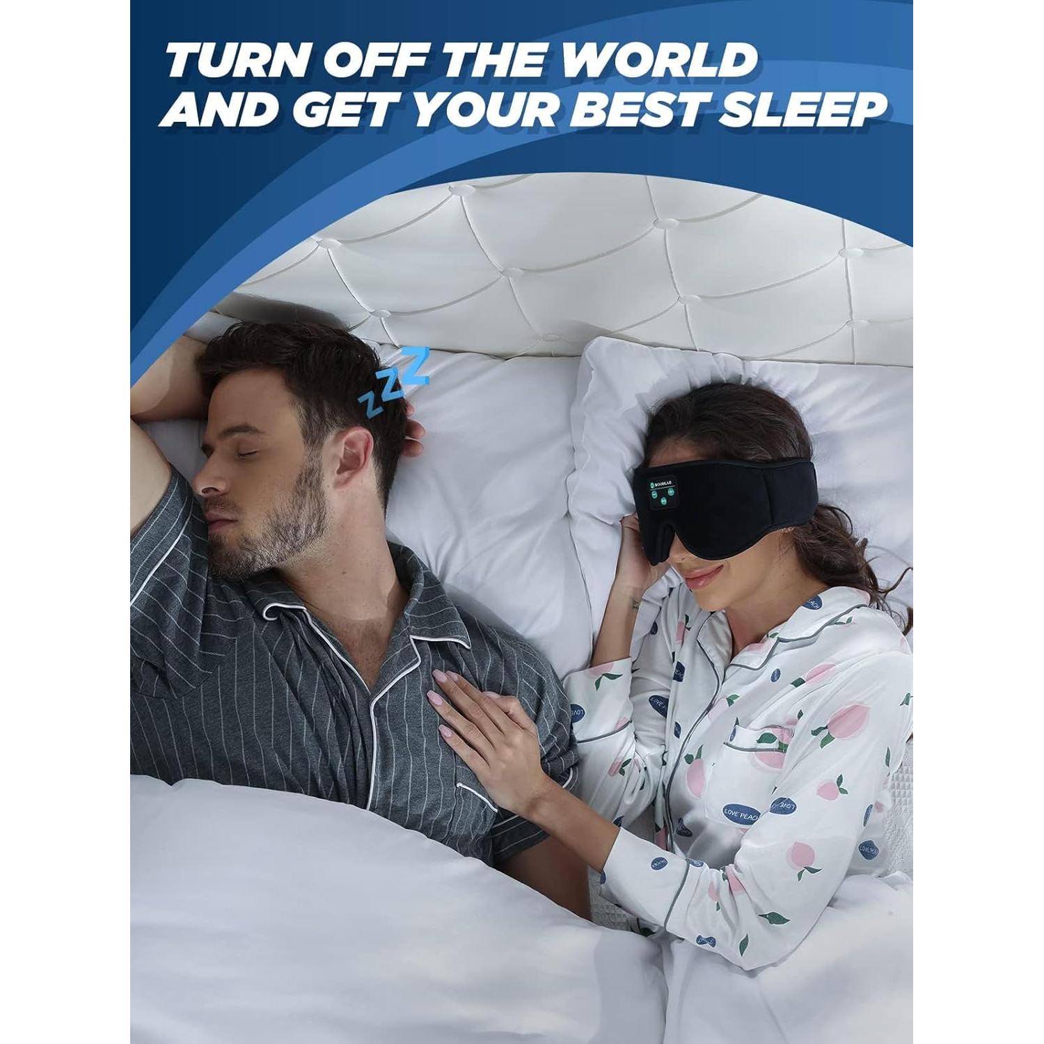 Sleep Headphones, Boodlab Bluetooth Eye Mask for Sleeping, Sleep Mask with Bluetooth Headphones