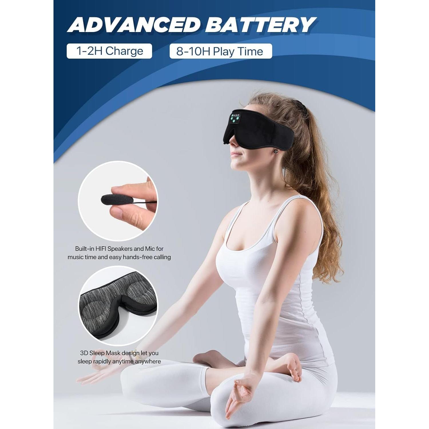 Sleep Headphones, Boodlab Bluetooth Eye Mask for Sleeping, Sleep Mask with Bluetooth Headphones