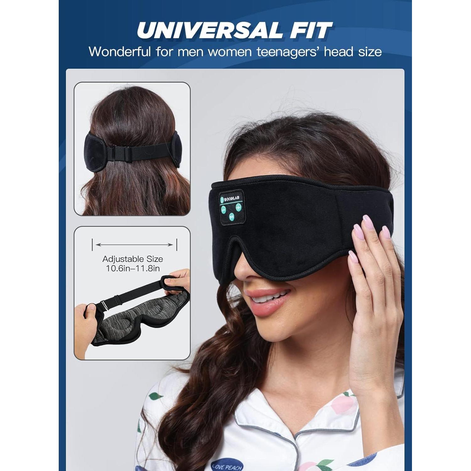 Sleep Headphones, Boodlab Bluetooth Eye Mask for Sleeping, Sleep Mask with Bluetooth Headphones