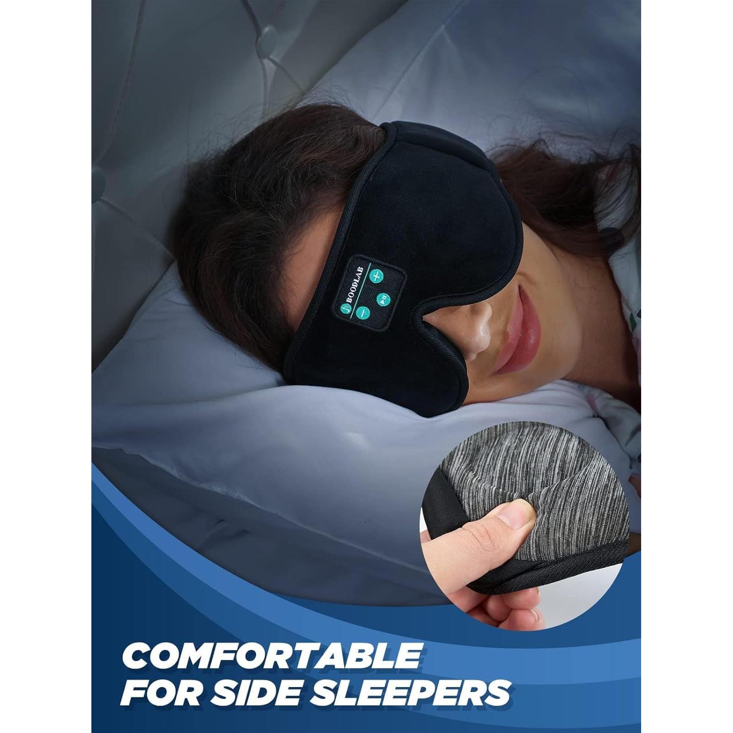 Sleep Headphones, Boodlab Bluetooth Eye Mask for Sleeping, Sleep Mask with Bluetooth Headphones