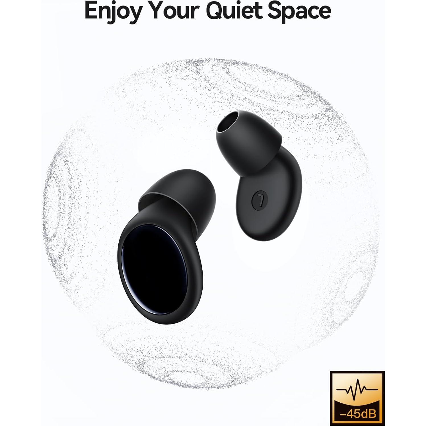 Ear Plugs for Sleeping Noise Cancelling, 45dB Ear Plugs for Noise Reduction, Soft Earplugs for Sleep, Concert, Work, Snoring Silicone Hearing Protection Earplugs Reusable Ear Plug with 8 Tips Black