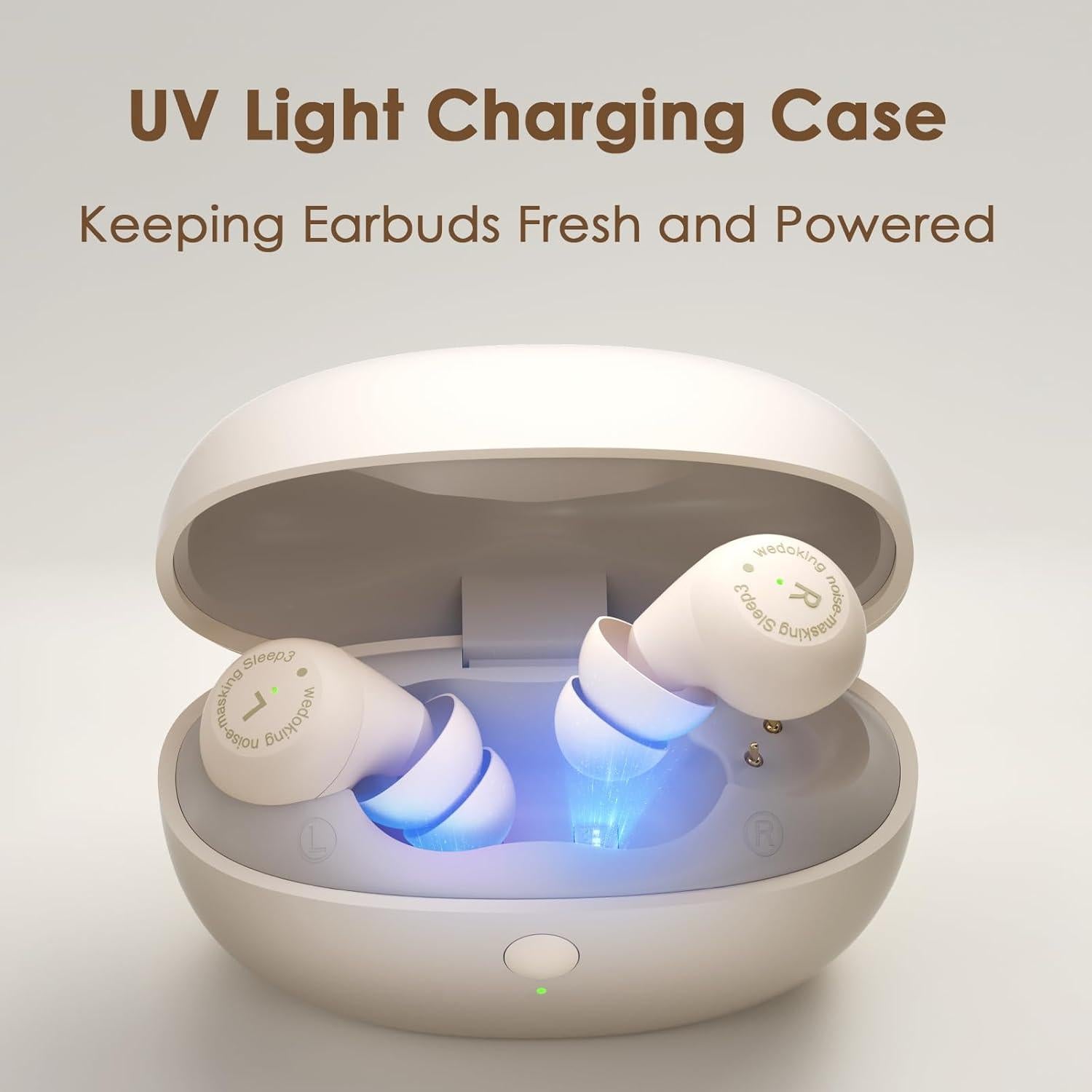 Auriculares para dormir Wedoking con luz UV, Bluetooth, Marfil