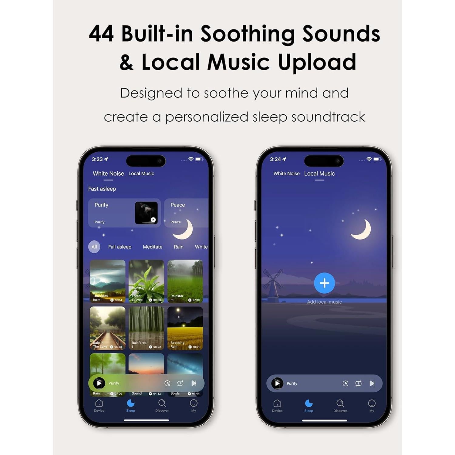 Auriculares para dormir Wedoking con luz UV, Bluetooth, Marfil