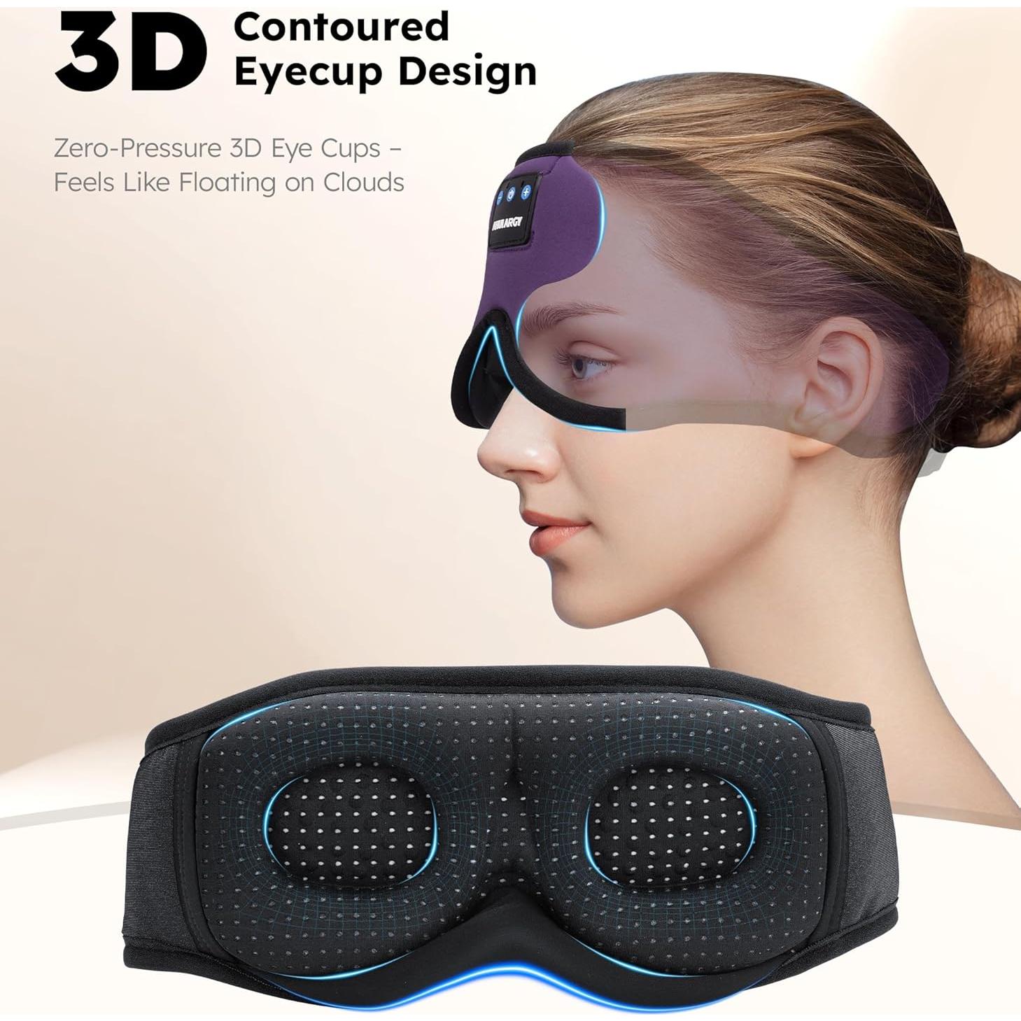 Máscara de Sueño de Seda Fría AHUIARGY con Auriculares Bluetooth 5.4