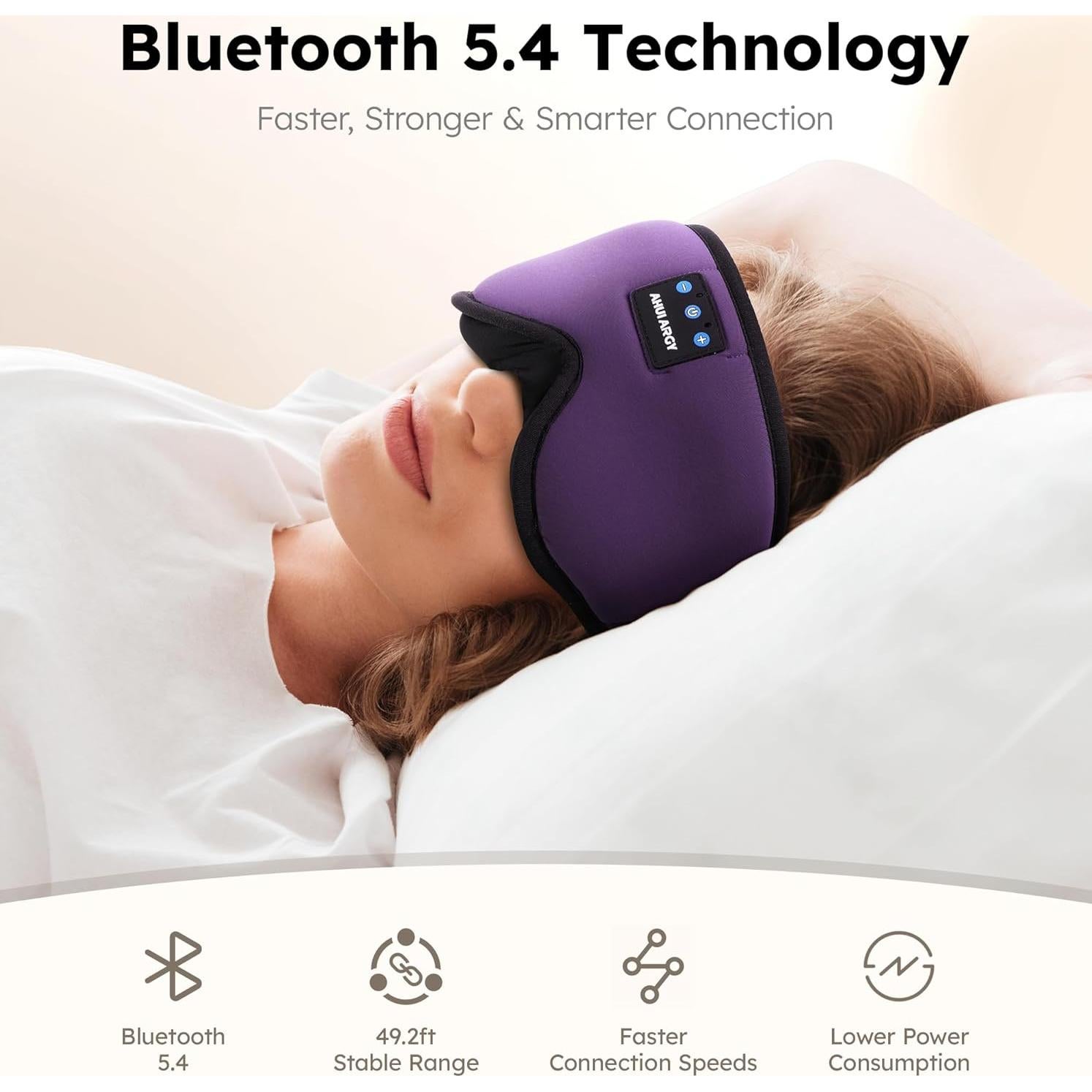 Máscara de Sueño de Seda Fría AHUIARGY con Auriculares Bluetooth 5.4