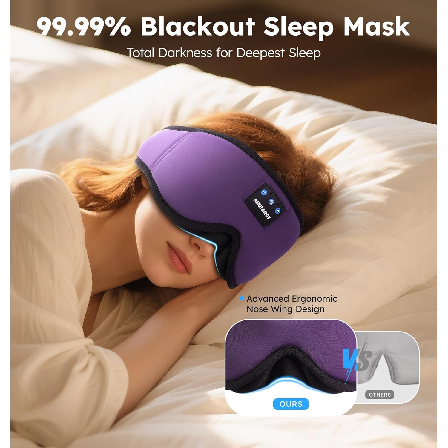 Máscara de Sueño de Seda Fría AHUIARGY con Auriculares Bluetooth 5.4