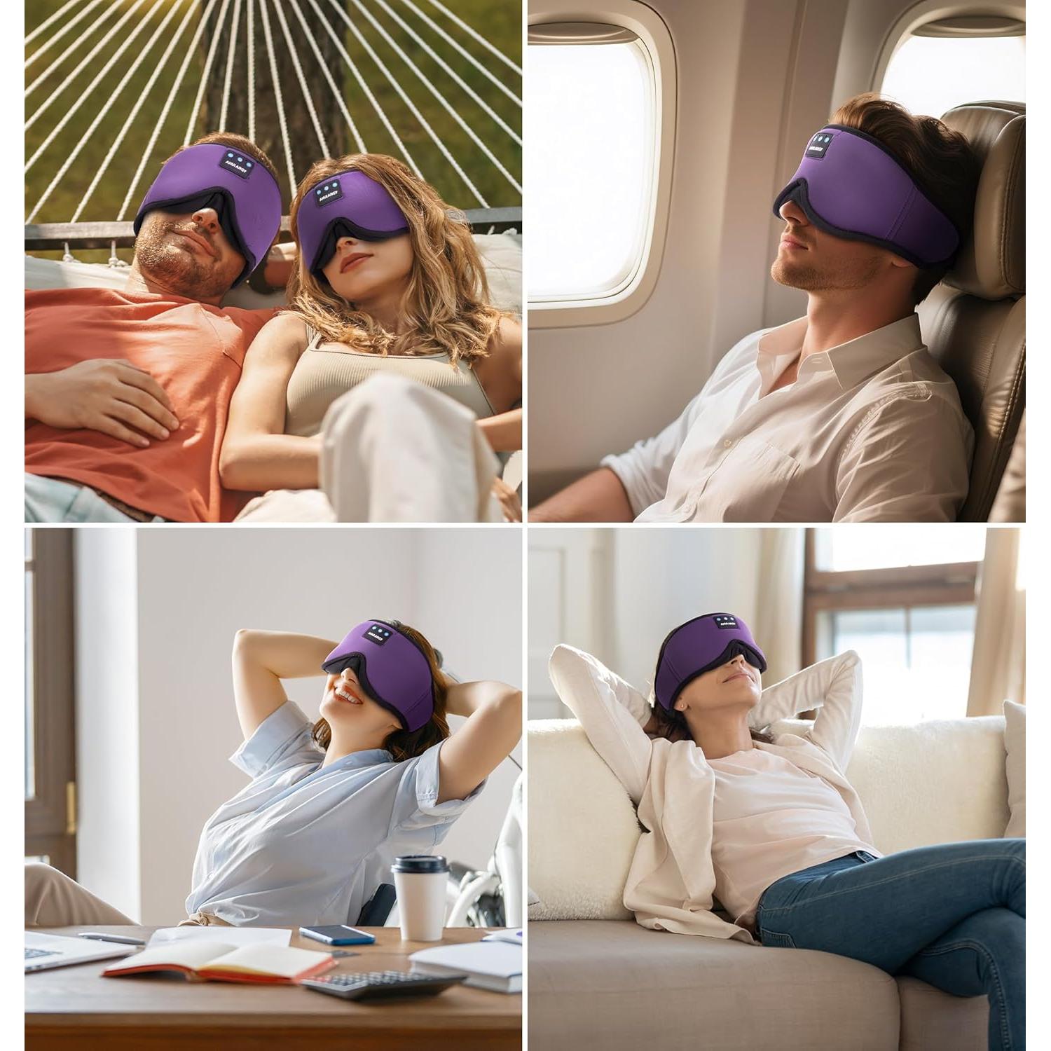 Máscara de Sueño de Seda Fría AHUIARGY con Auriculares Bluetooth 5.4