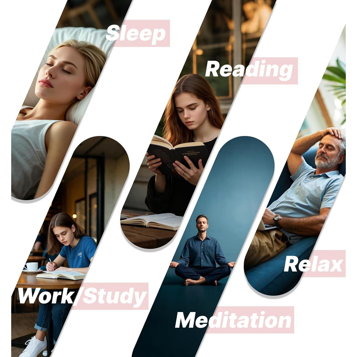 Hmusic HS88 Sleep Earbuds for Side Sleepers,Neckband Bluetooth Sleeping Headphones,-30dB Noise Isolate,Flat Thin Soft Silicone Earplug,12H Playtime w/Timer, for Yoga,Read,Air Travel,Audio Book