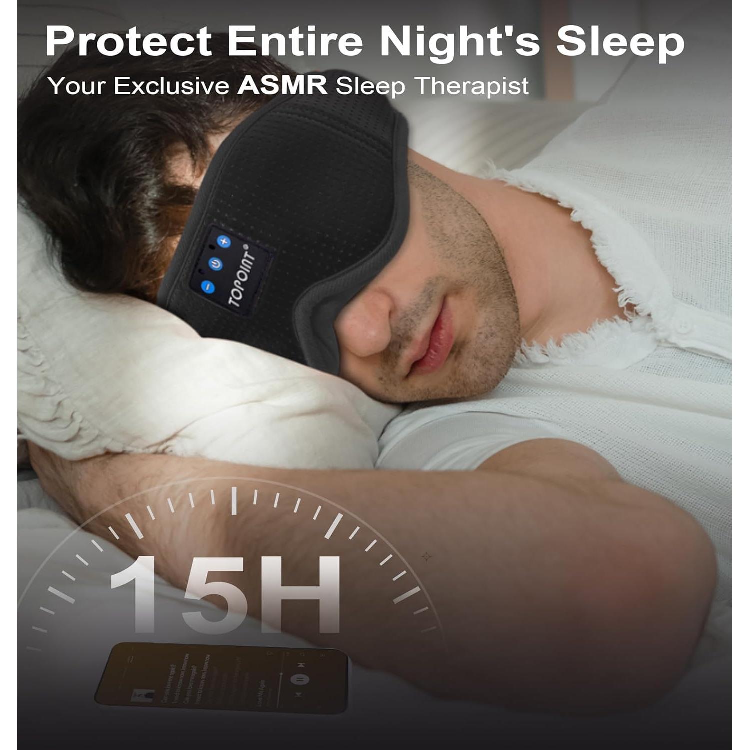 Máscara de Sueño Bluetooth TOPOINT 3D con Cancelación de Ruido