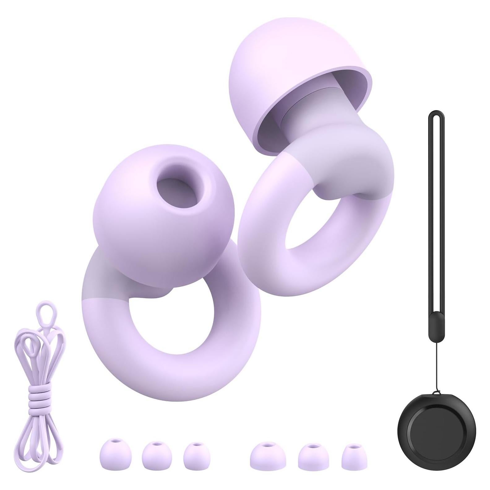 Tapones para oídos JUSTRVN de silicona suave - 7 pares y cordón