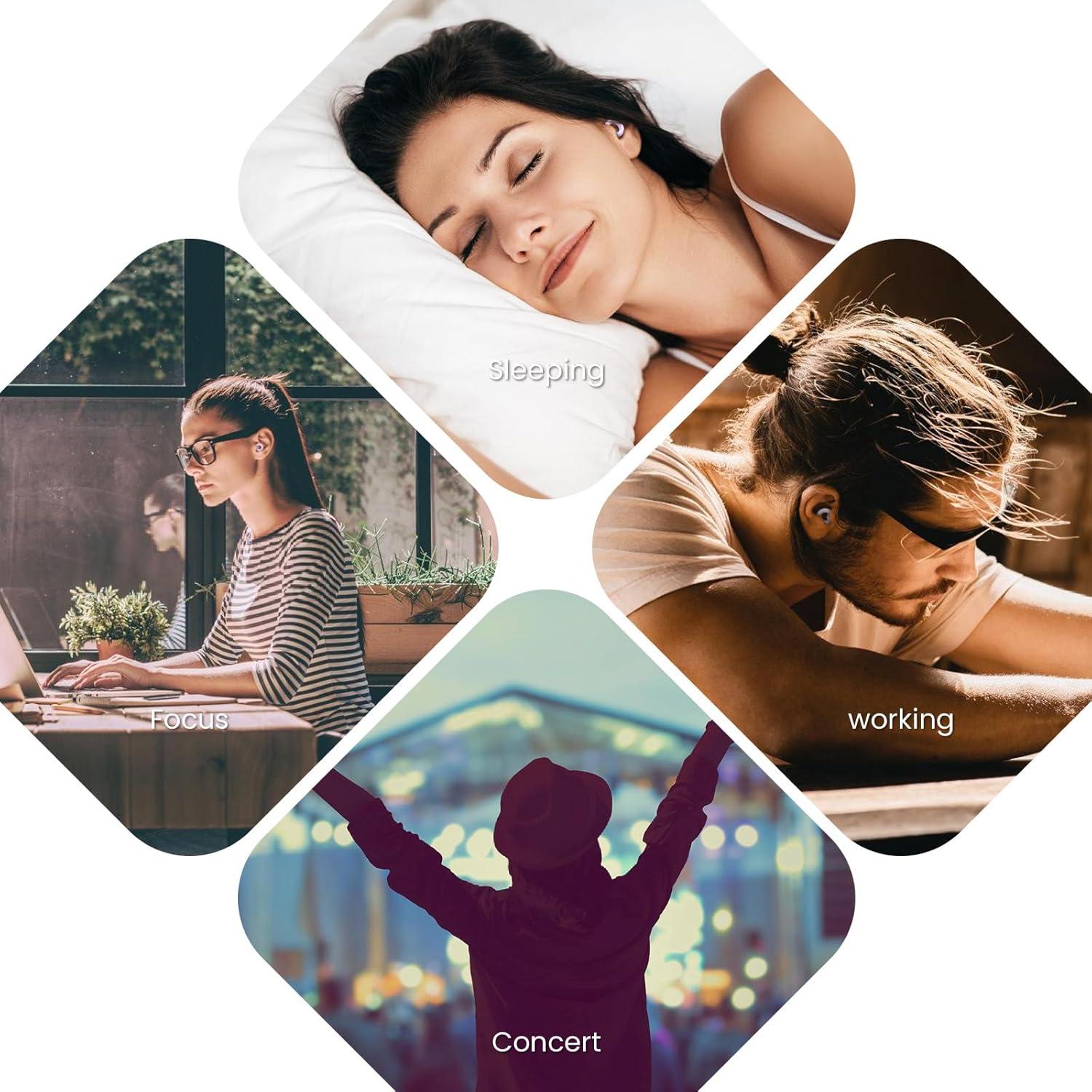 Tapones para oídos JUSTRVN de silicona suave - 7 pares y cordón