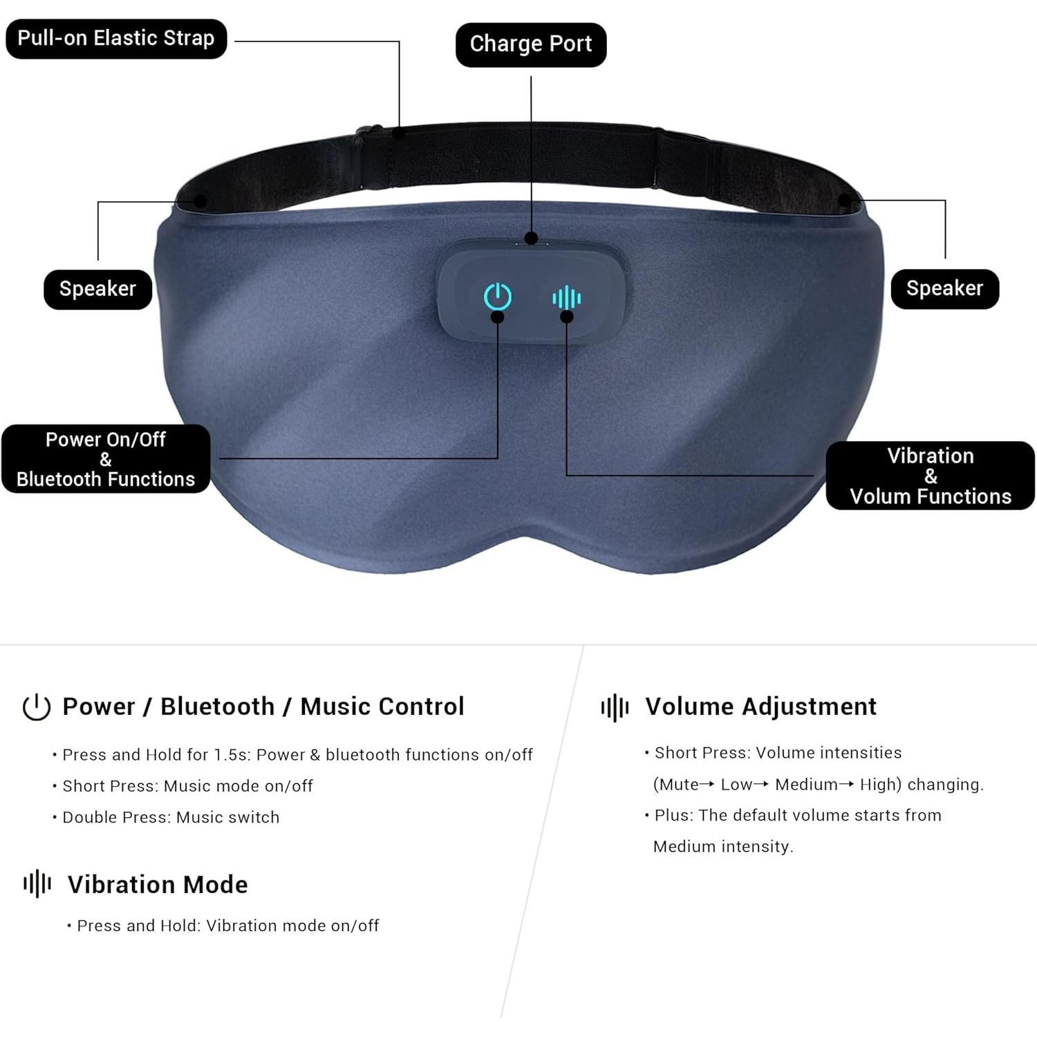 Máscara de Sueño Bluetooth Mynt Ajustable con Altavoces