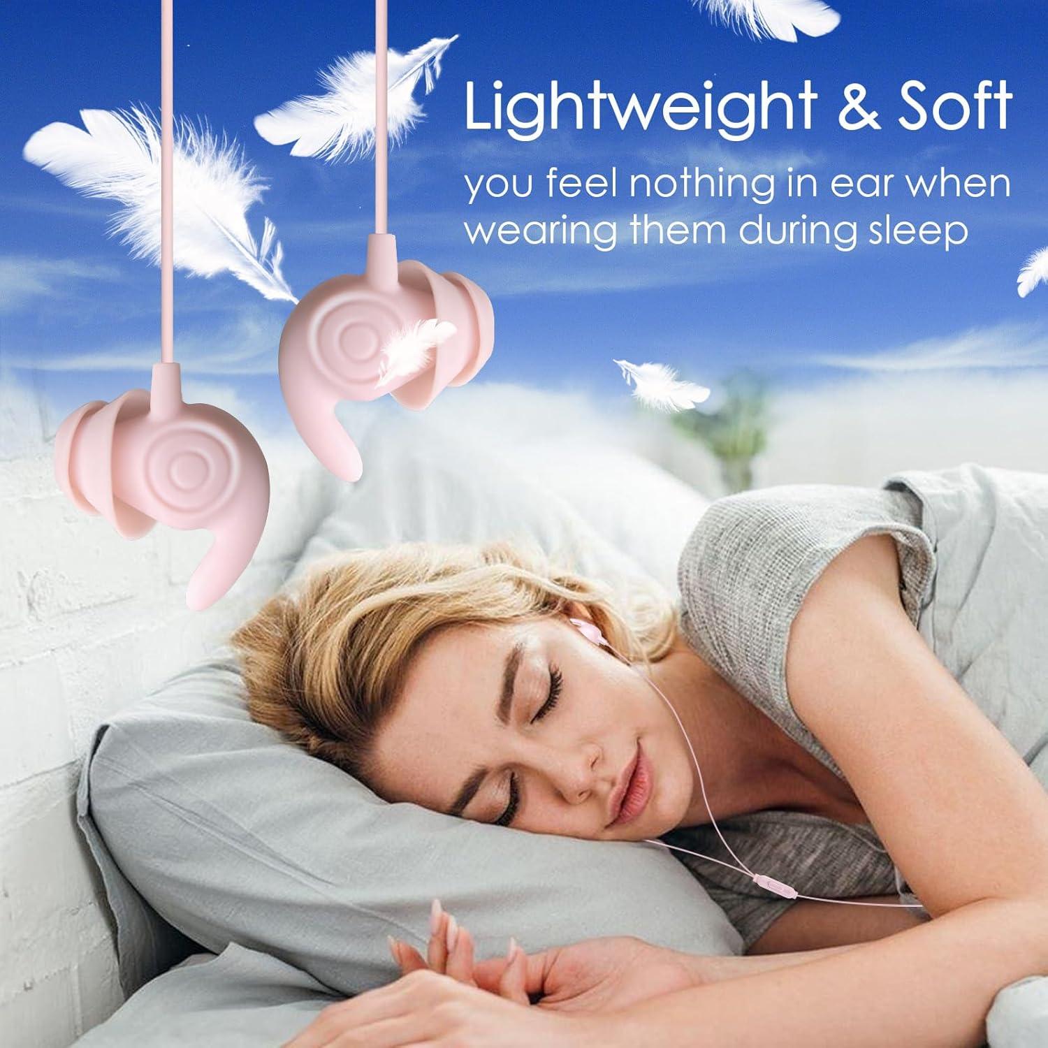 Auriculares para dormir Hmusic con cable 3.5mm, silicona suave