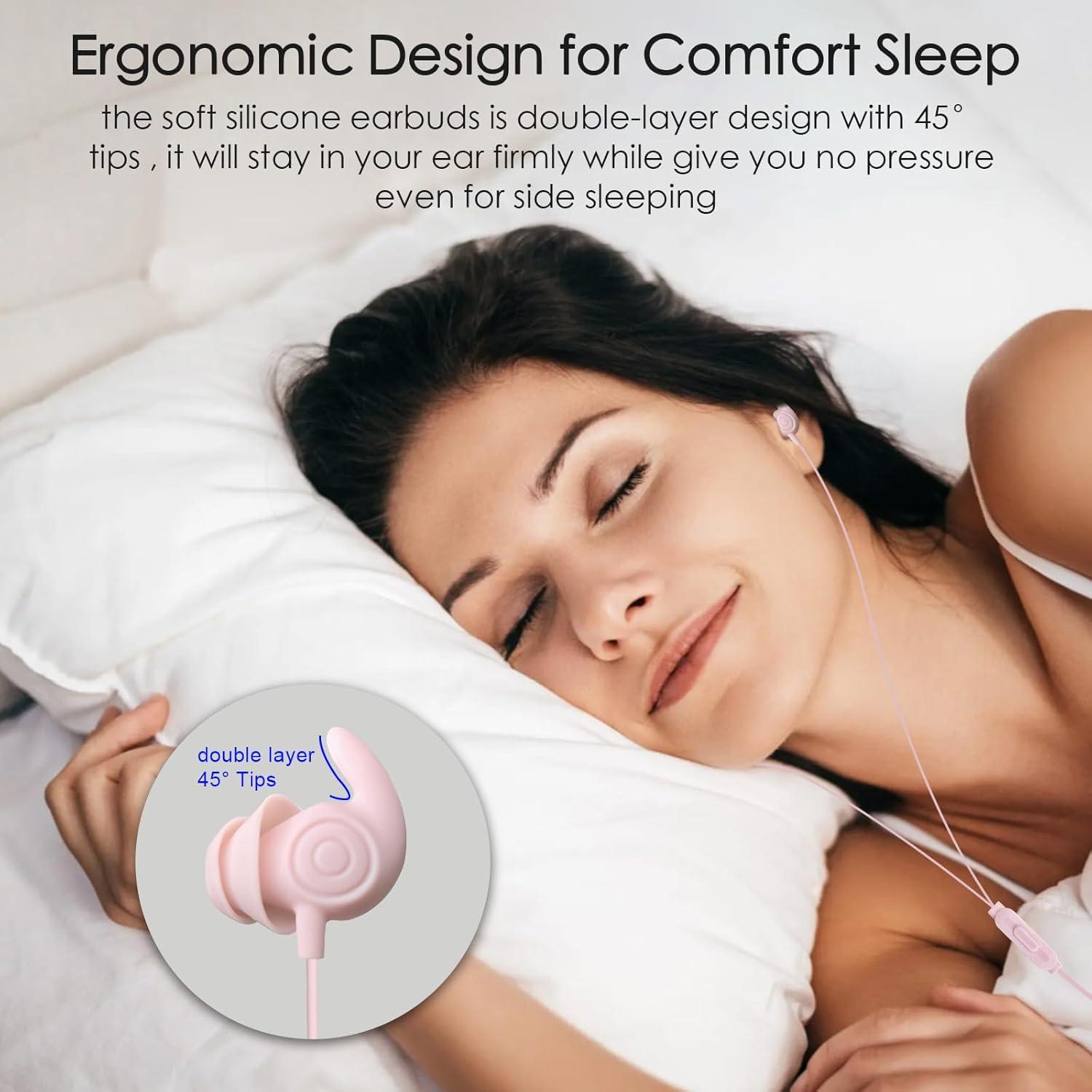 Auriculares para dormir Hmusic con cable 3.5mm, silicona suave