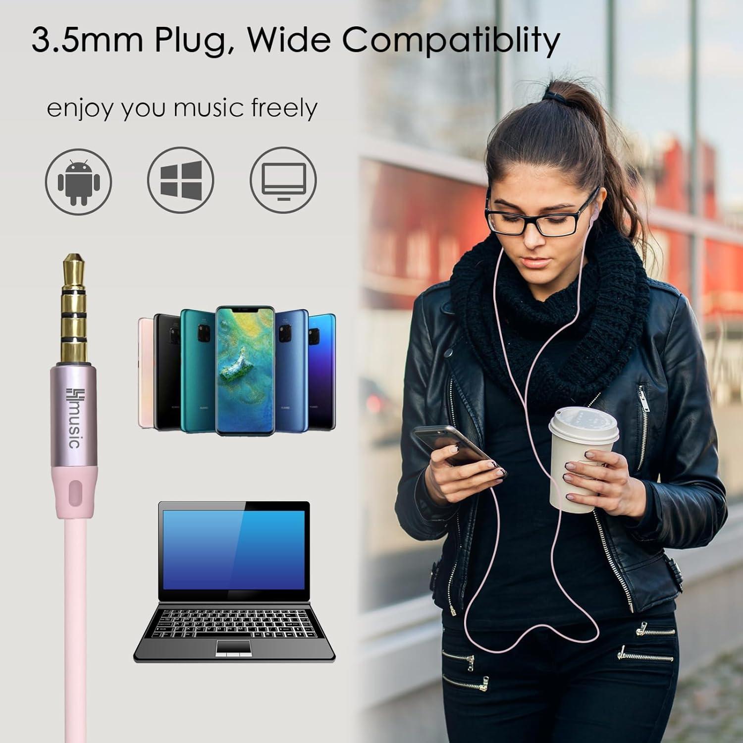 Auriculares para dormir Hmusic con cable 3.5mm, silicona suave