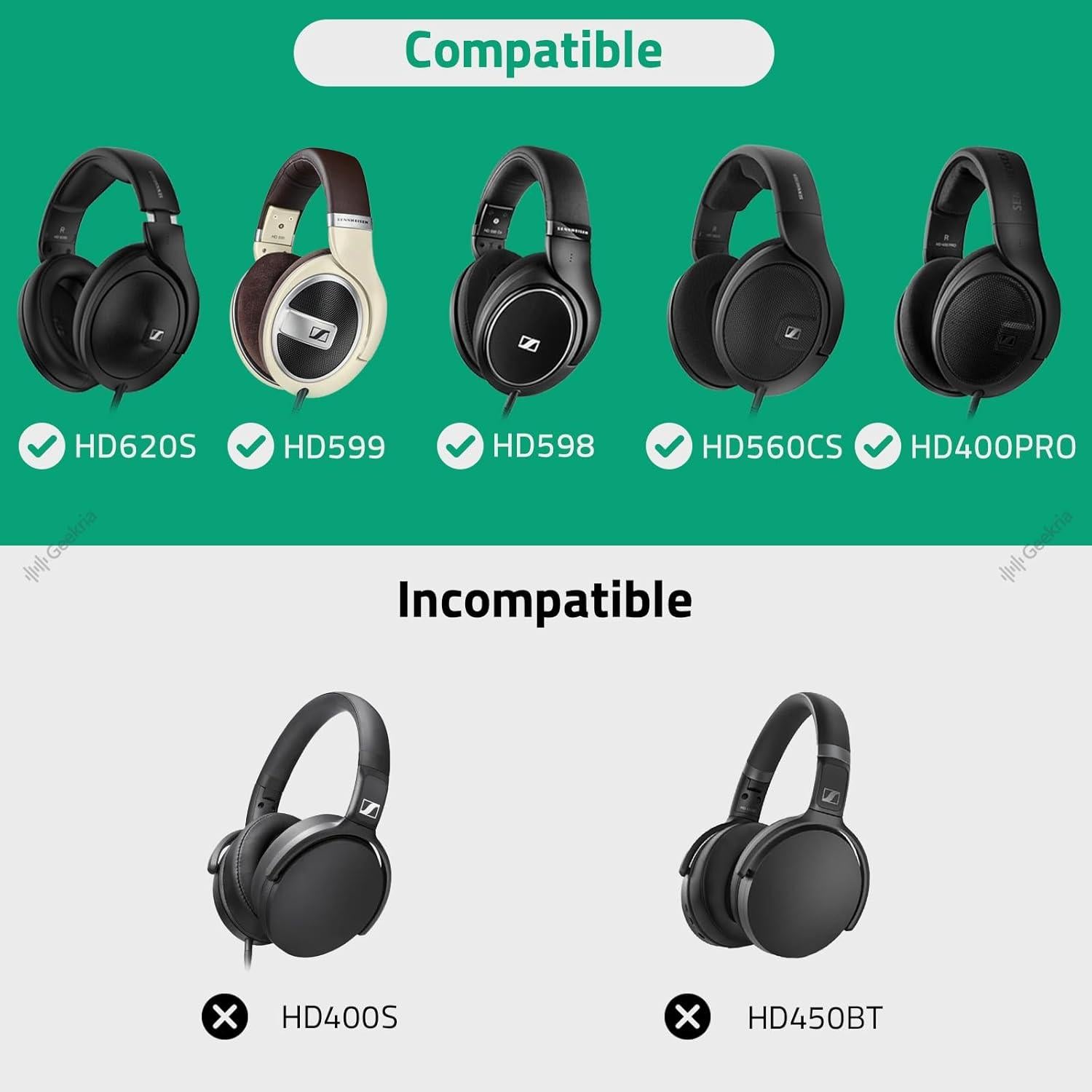 Cable de Audio Geekria 1.7m para Auriculares Sennheiser