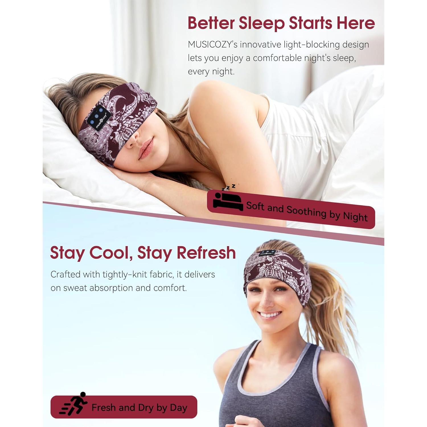 Auriculares Bluetooth para Dormir MUSICOZY Banda Cabeza HD