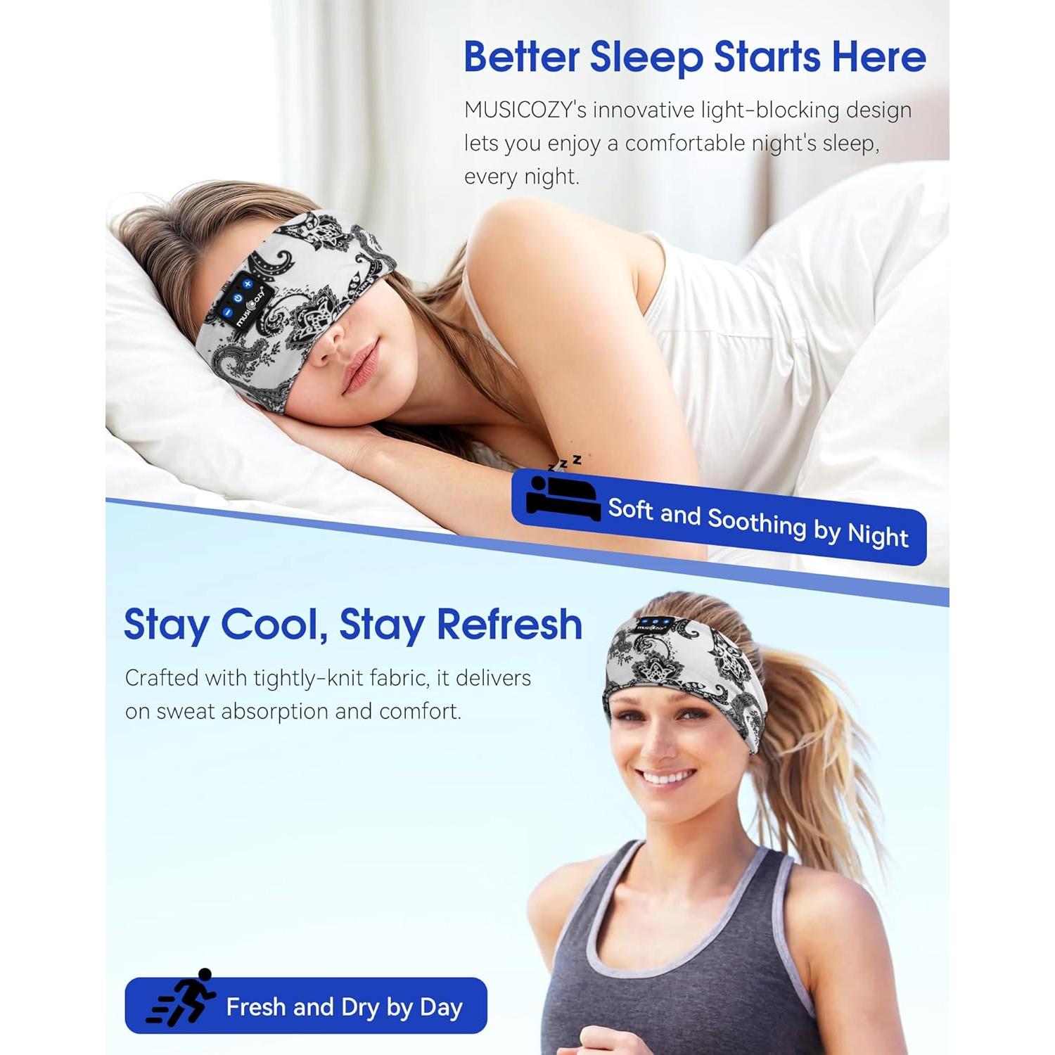 Auriculares Bluetooth para dormir MUSICOZY con banda para cabeza