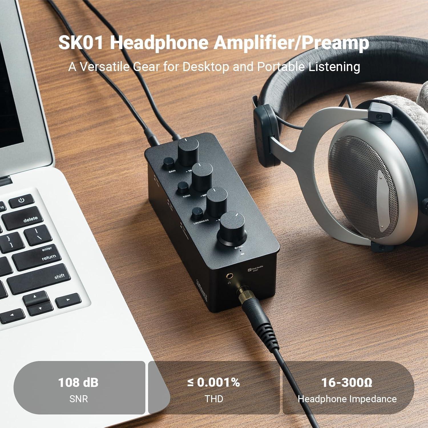 Amplificador de Auriculares Fosi Audio SK01 con Ecualizador 2400mW
