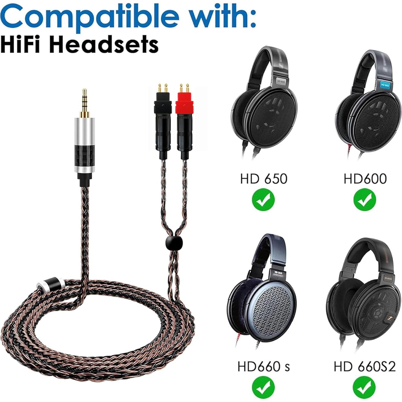 Cable balanceado 2.5mm ANLINKSHINE para Sennheiser HD600/650/660S