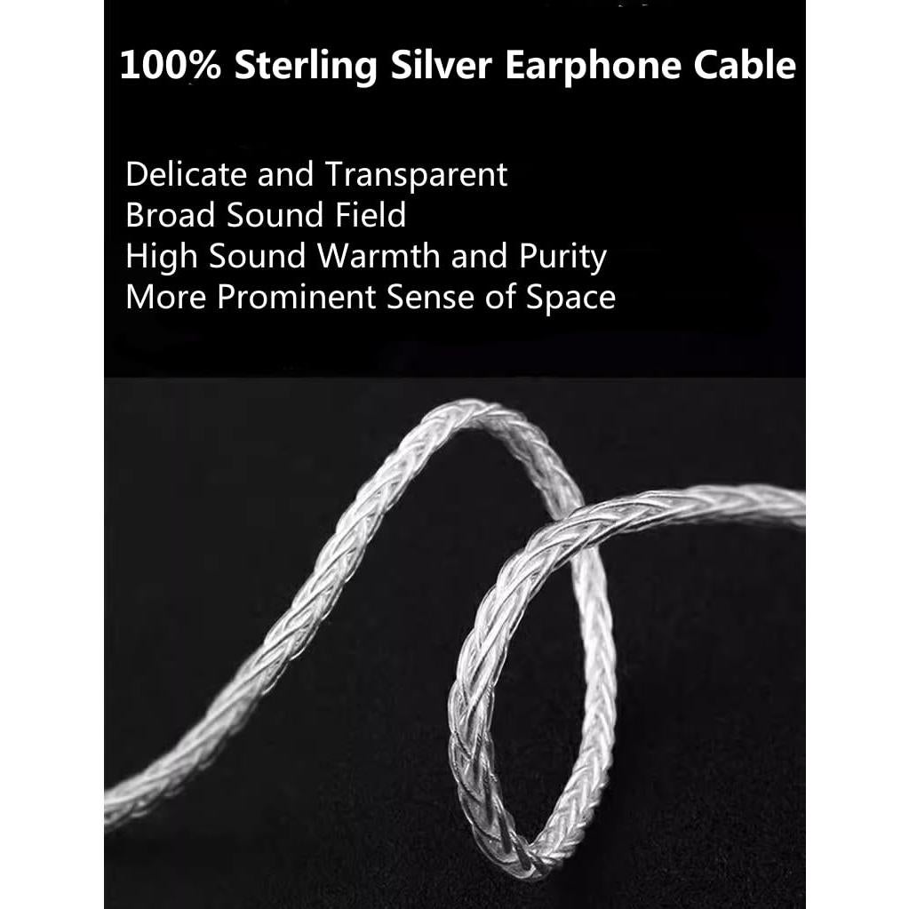 1.5m Pure Silver Balanced Headphone Cable, Compatible with Hifiman Ananda, Sundara, Arya, HE400SE, Deva-Pro & Other Audio Equipment (3.5mm to Dual 3.5mm Male)