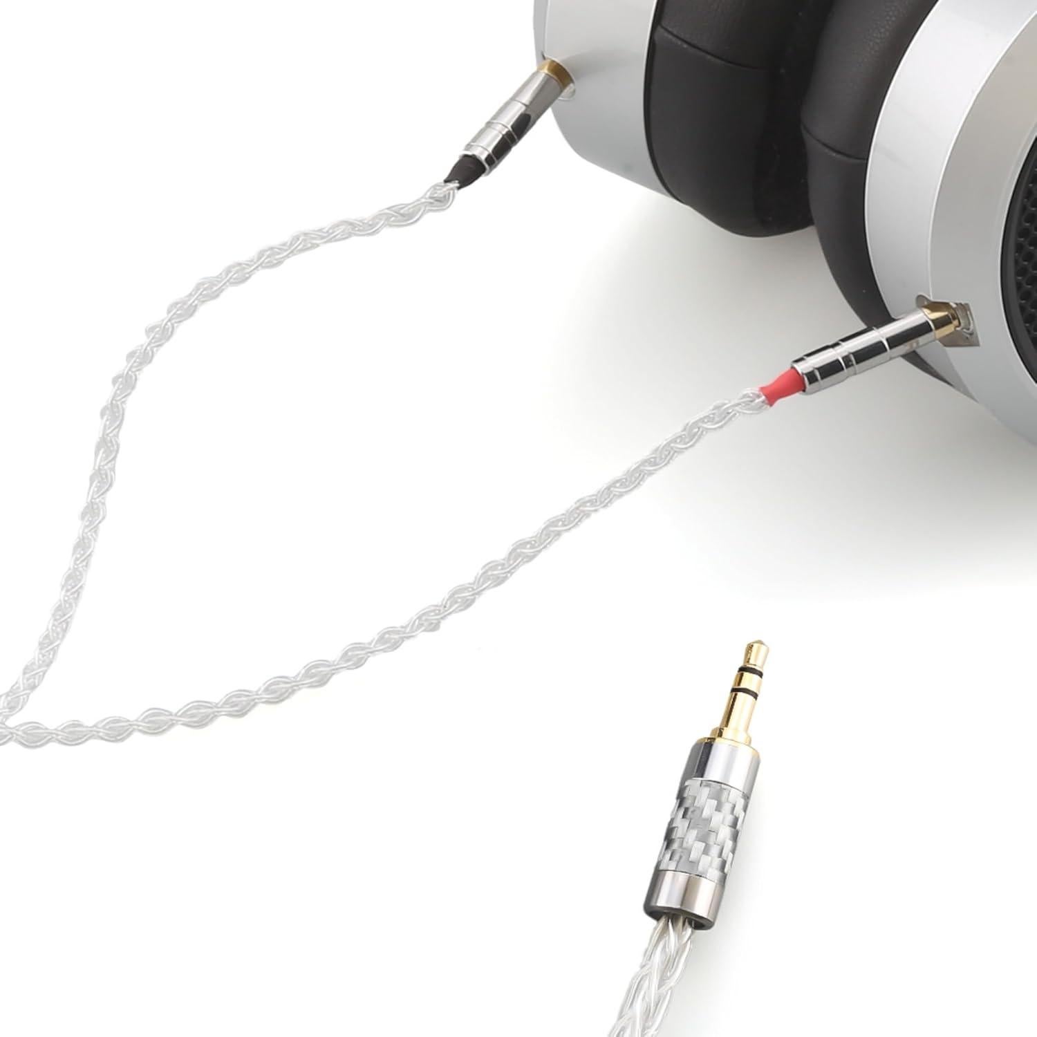 1.5m Pure Silver Balanced Headphone Cable, Compatible with Hifiman Ananda, Sundara, Arya, HE400SE, Deva-Pro & Other Audio Equipment (3.5mm to Dual 3.5mm Male)