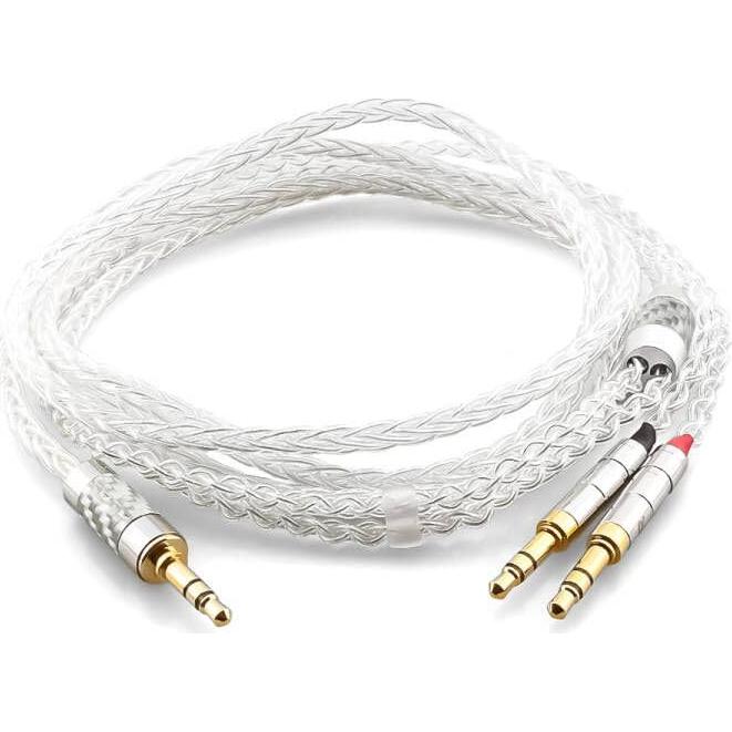 1.5m Pure Silver Balanced Headphone Cable, Compatible with Hifiman Ananda, Sundara, Arya, HE400SE, Deva-Pro & Other Audio Equipment (3.5mm to Dual 3.5mm Male)