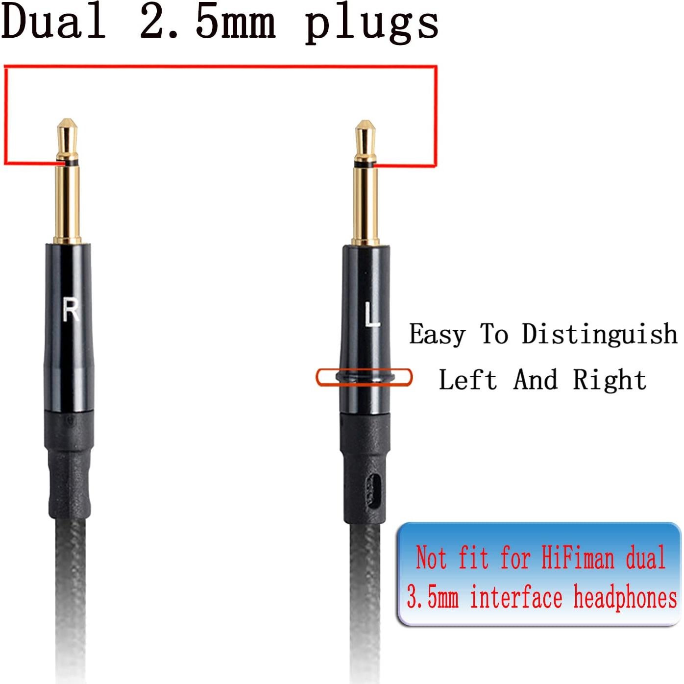 FAAEAL Audio Replacement Cable Compatible with Sol Republic Master Tracks HD V8 V10 V12 Sol Republic X3,Hifiman HE400S HE400i HE-350 HE1000 Headphones,2.5mm to Dual 2.5mm Plug/4.9ft