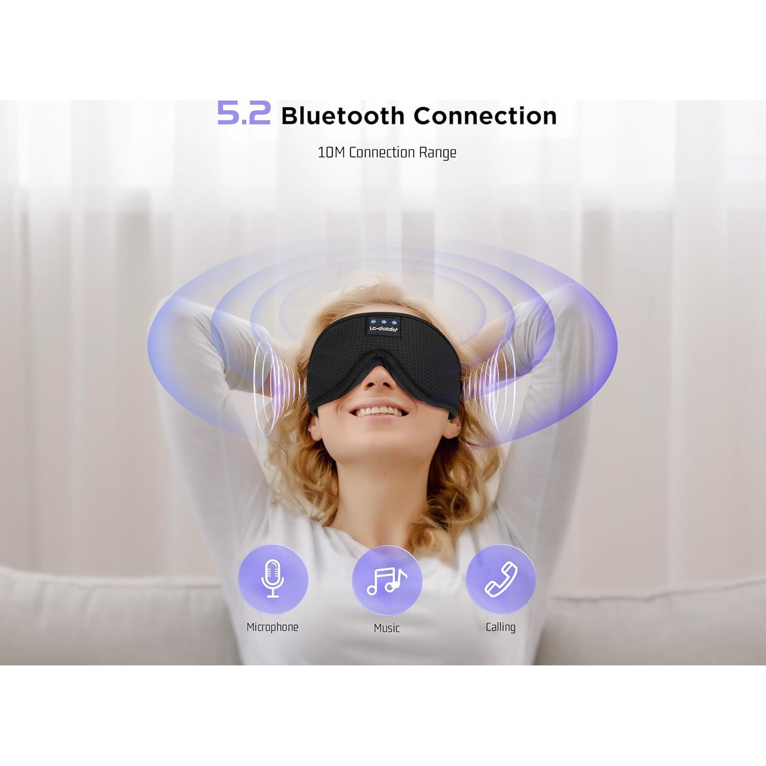 Máscara de Sueño Bluetooth 5.4 LC-dolida - Color Negro