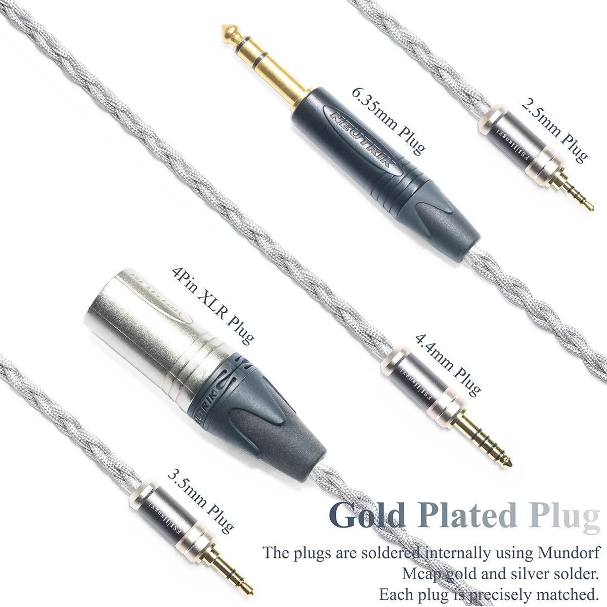 6N Single Crystal Silver Headphone Cable for Sony MDR-Z7 MDR-Z7M2 MDR-Z1R 4.4mm 4PinXLR Plug Balanced Hi-Fi Headphone Audio Upgrade Cable (4.4mm Plug)