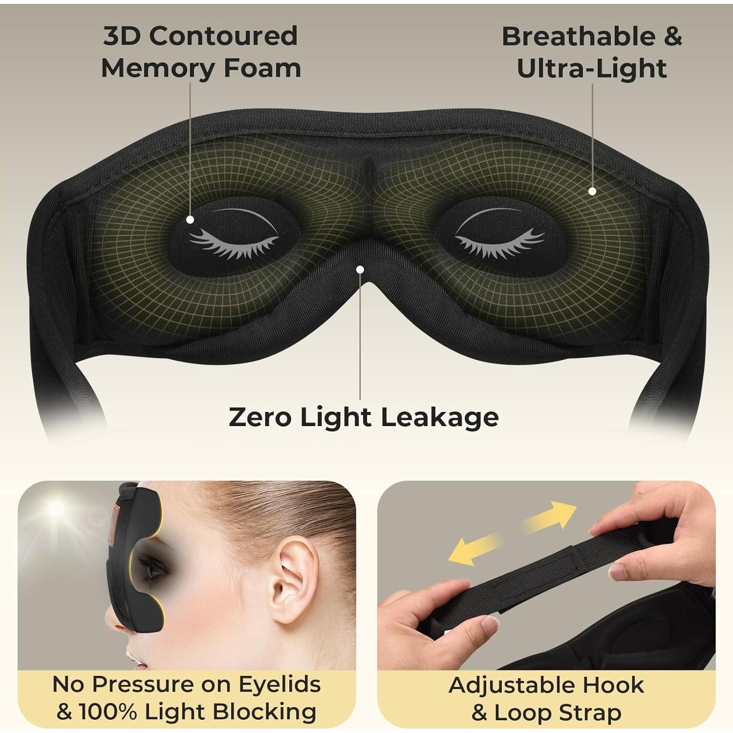 Paquete de 2 Máscaras de Sueño 3D ASIILOVI con Bluetooth