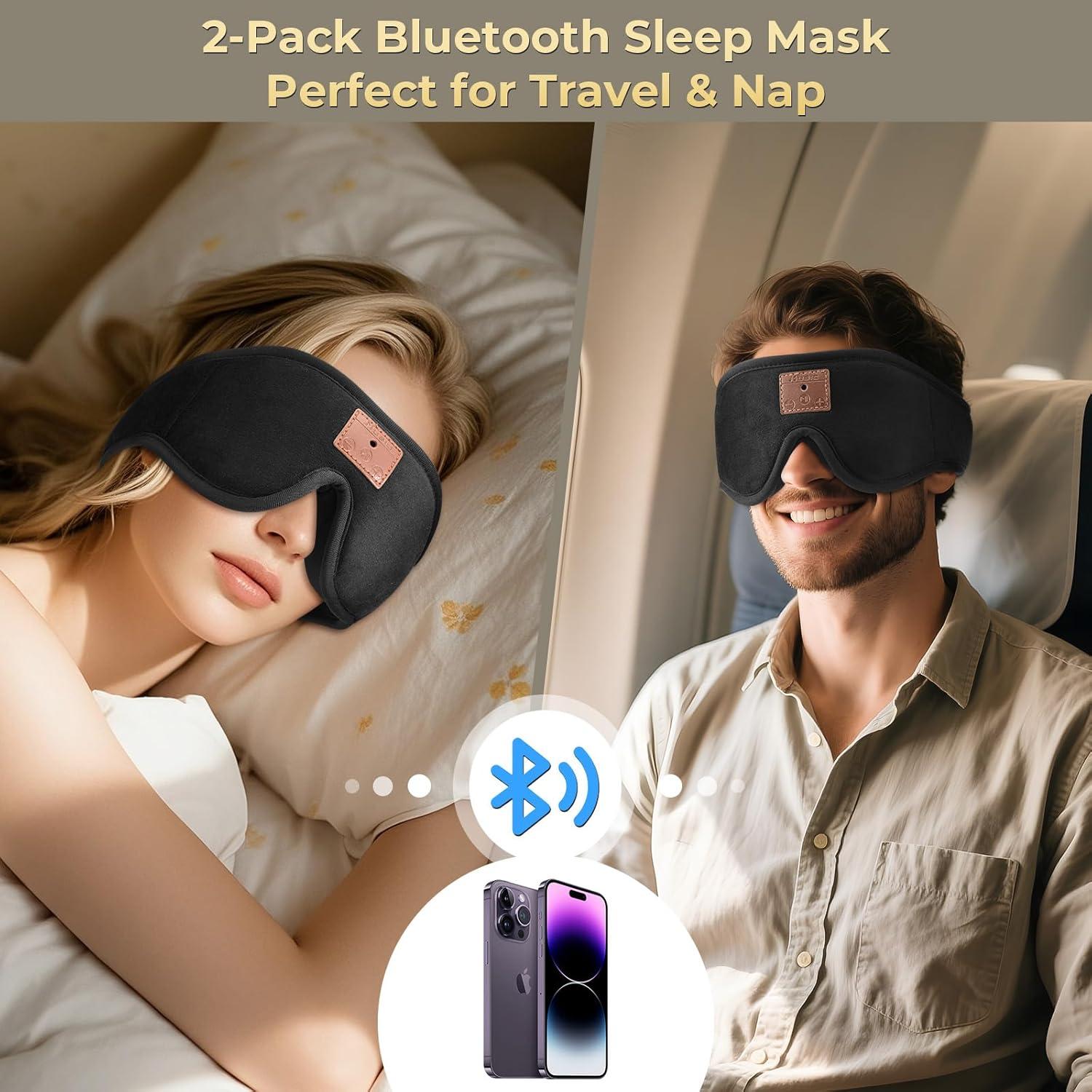 Paquete de 2 Máscaras de Sueño 3D ASIILOVI con Bluetooth