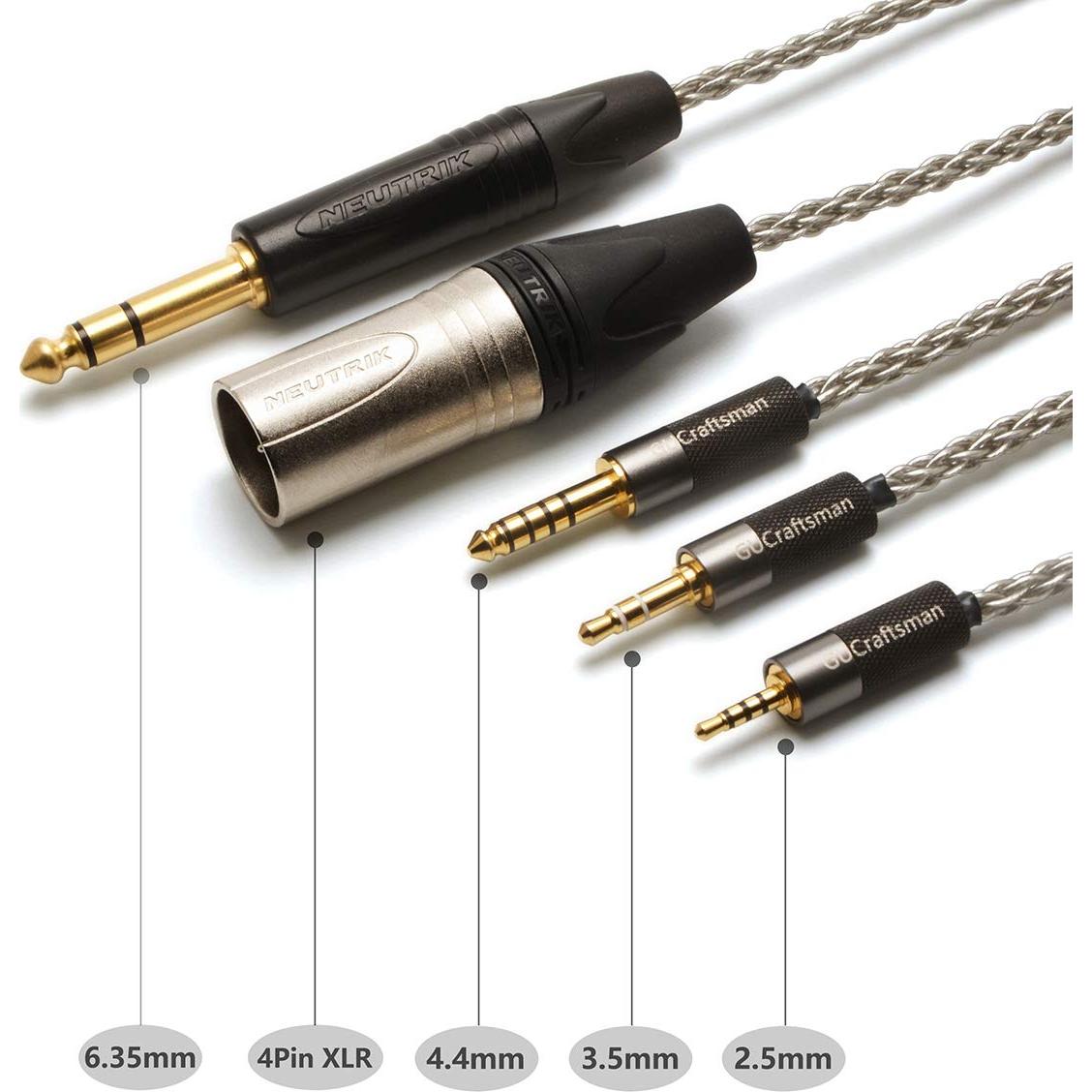 Cable de Auriculares GUCraftsman 6N Plata 1.8m para Sony MDR