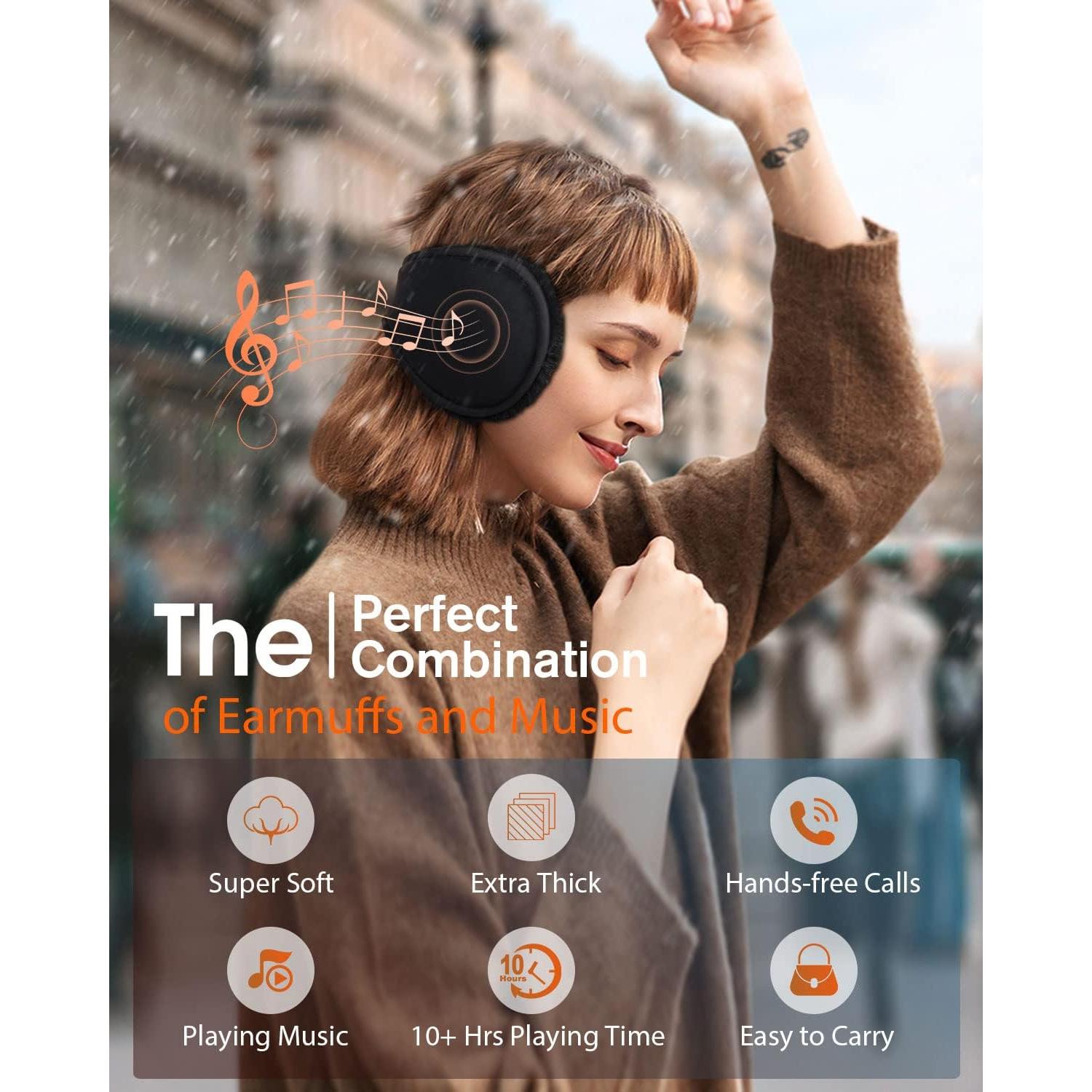 Auriculares Bluetooth MUSICOZY GH12 Orejeras Calentadoras Negro