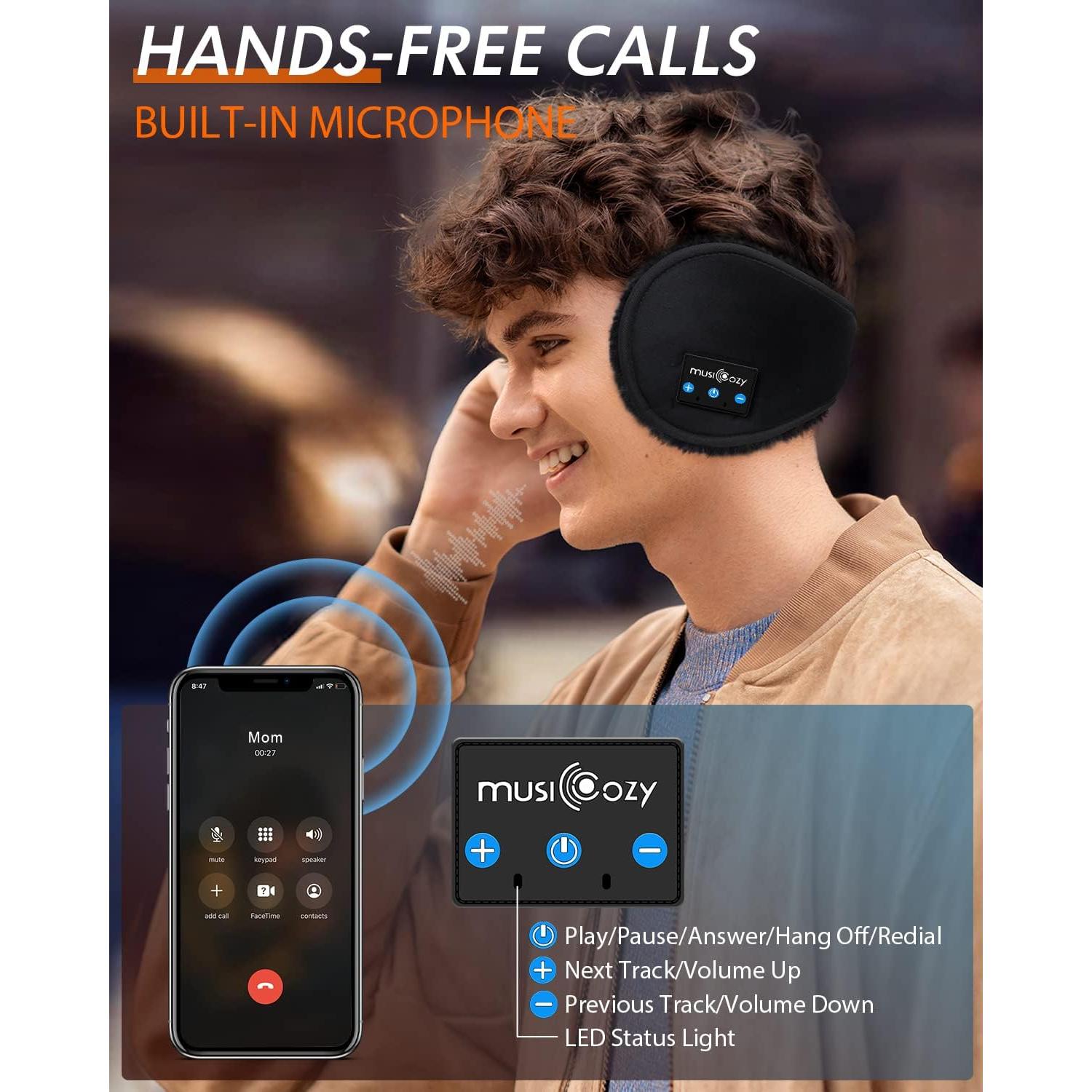 Auriculares Bluetooth MUSICOZY GH12 Orejeras Calentadoras Negro