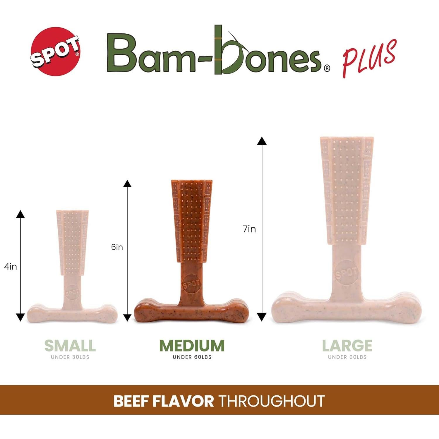 Juguete Masticar Perro SPOT Bam-Bones T-Bone 15 cm Sabor Res