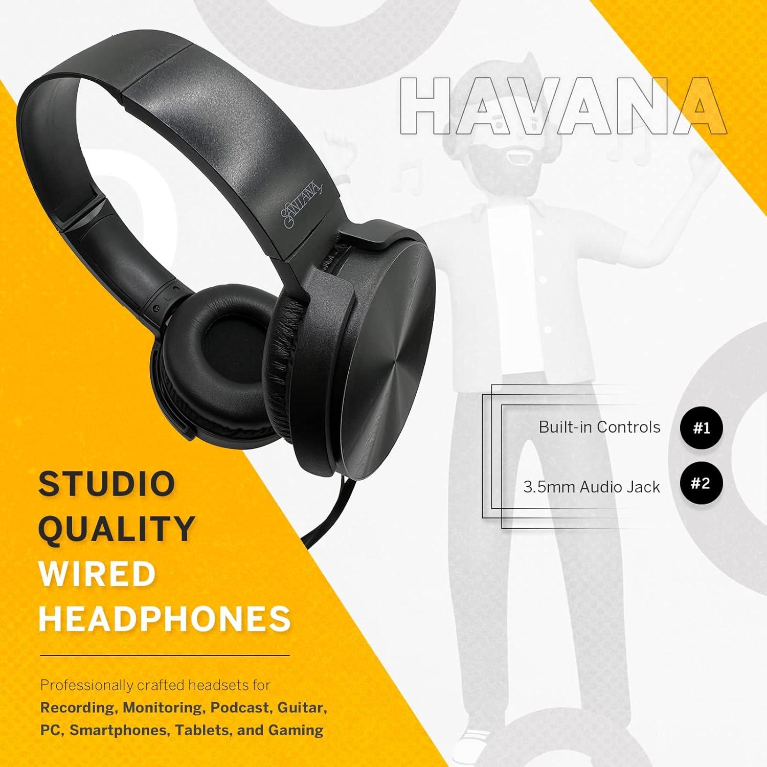 Auriculares de Estudio SANTANA HAV100 con Cable Negro