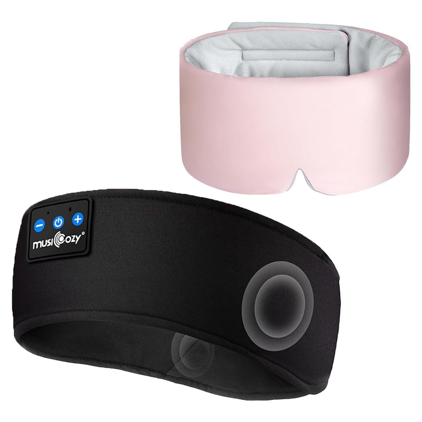 MUSICOZY Ice Silk Sleep Mask with Bluetooth Headphones, Sleep Headphones Bluetooth，Sports Wireless Earphones Earbuds with HD Stereo Speaker, Eye Mask for Sleeping Blackout, Luxury Sleep for Men Women