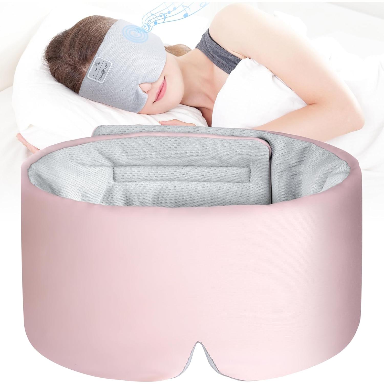 MUSICOZY Ice Silk Sleep Mask Headphones, Sleep Headphones,Bluetooth 5.4 Sleep Mask Headband Headphones Sleeping Eye Mask,Earbuds Earphones with HD Headphones Stereo Speakers for Men Women