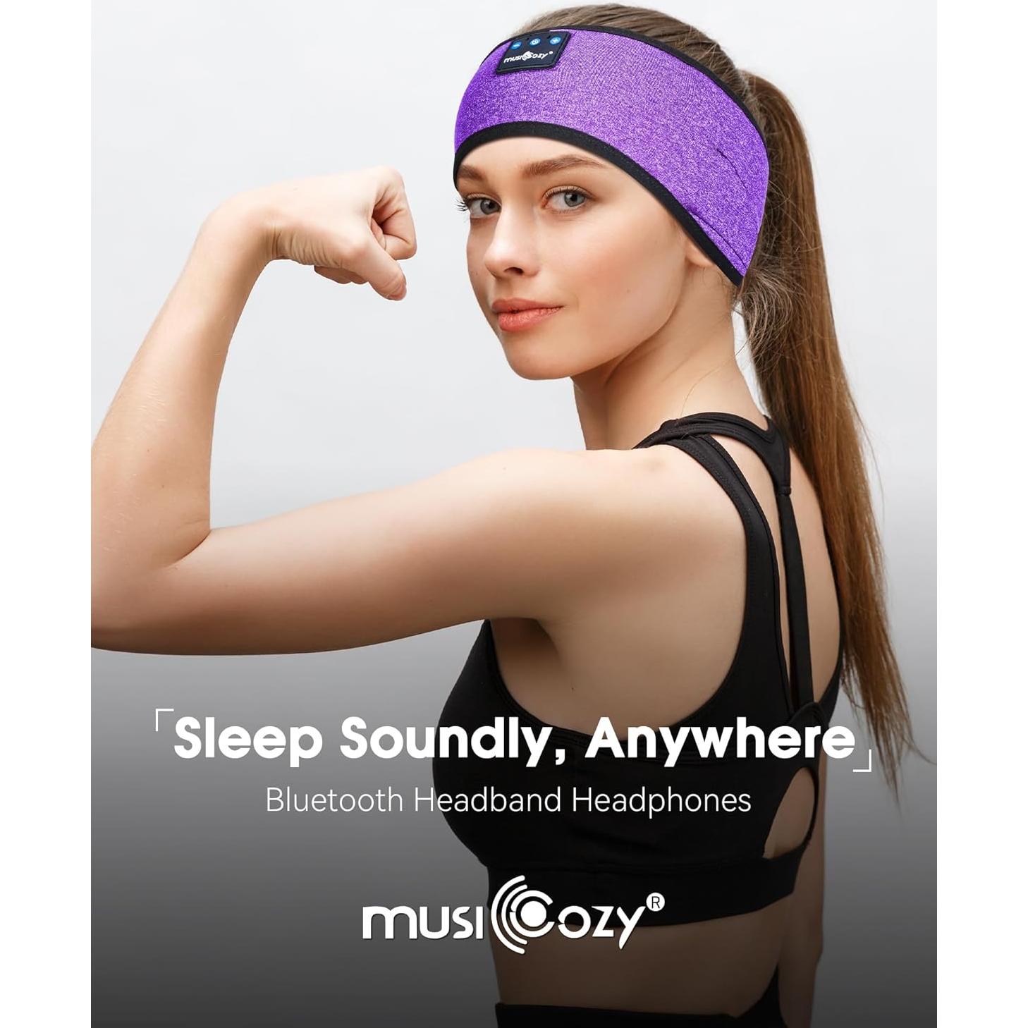 MUSICOZY Sleep Headphones Bluetooth Headband Wireless Music Headband Headphones, Earbuds for Side Sleepers Women Men Workout Running Travel Yoga Cool Gadgets Unique Gift 2 Pcs
