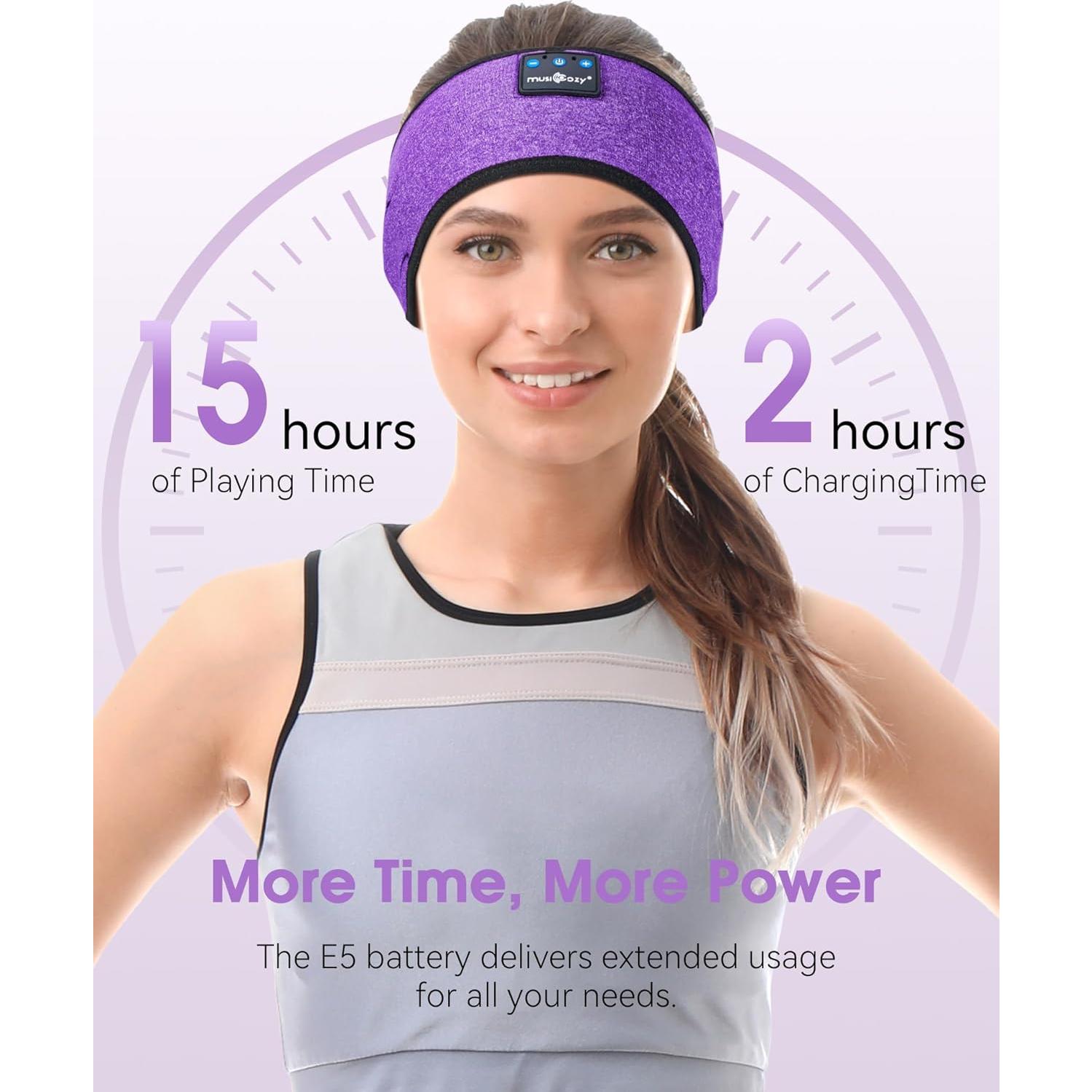 MUSICOZY Sleep Headphones Bluetooth Headband Wireless Music Headband Headphones, Earbuds for Side Sleepers Women Men Workout Running Travel Yoga Cool Gadgets Unique Gift 2 Pcs
