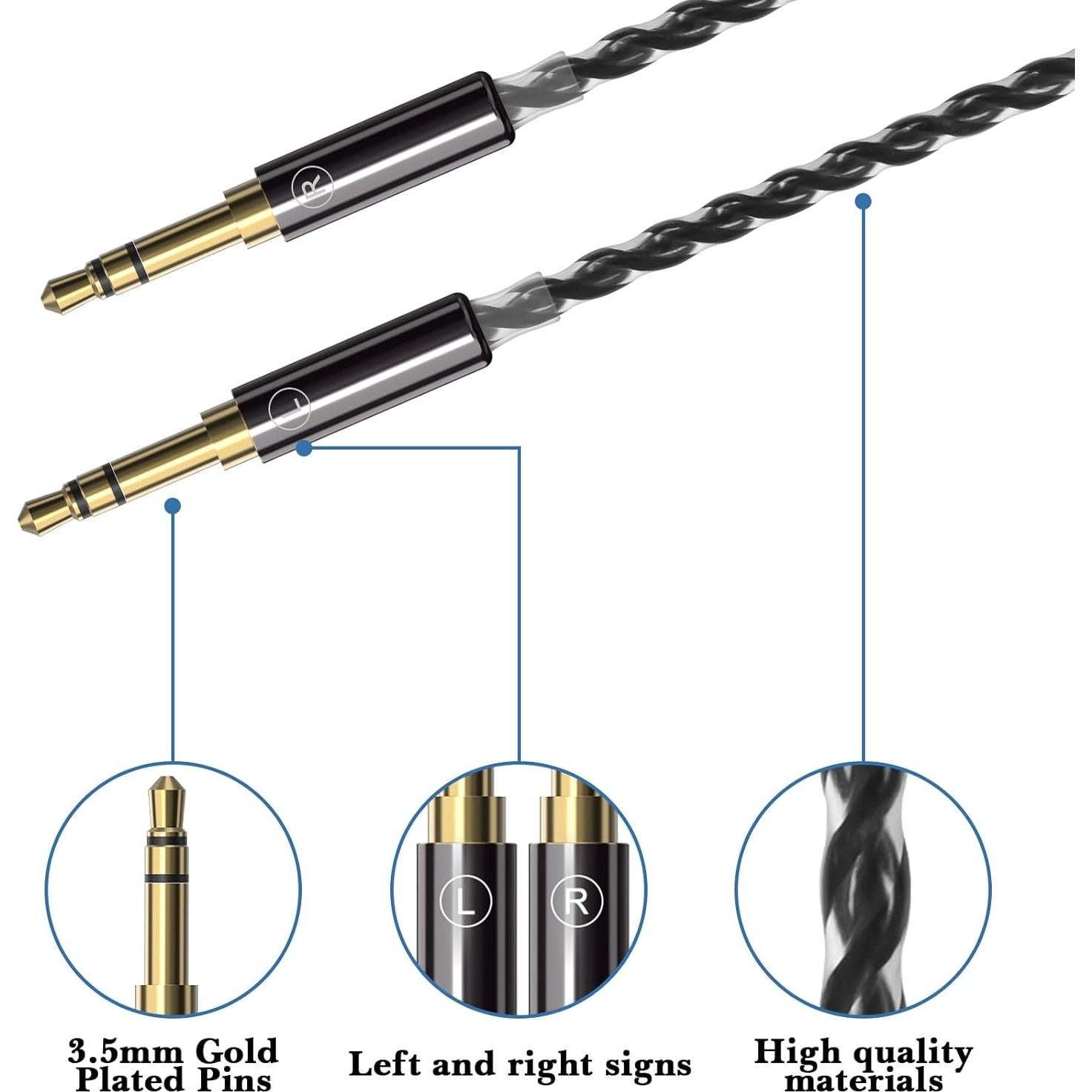 Cable de audio Linkidea 1.5m 6N para auriculares HIFIMAN y Denon