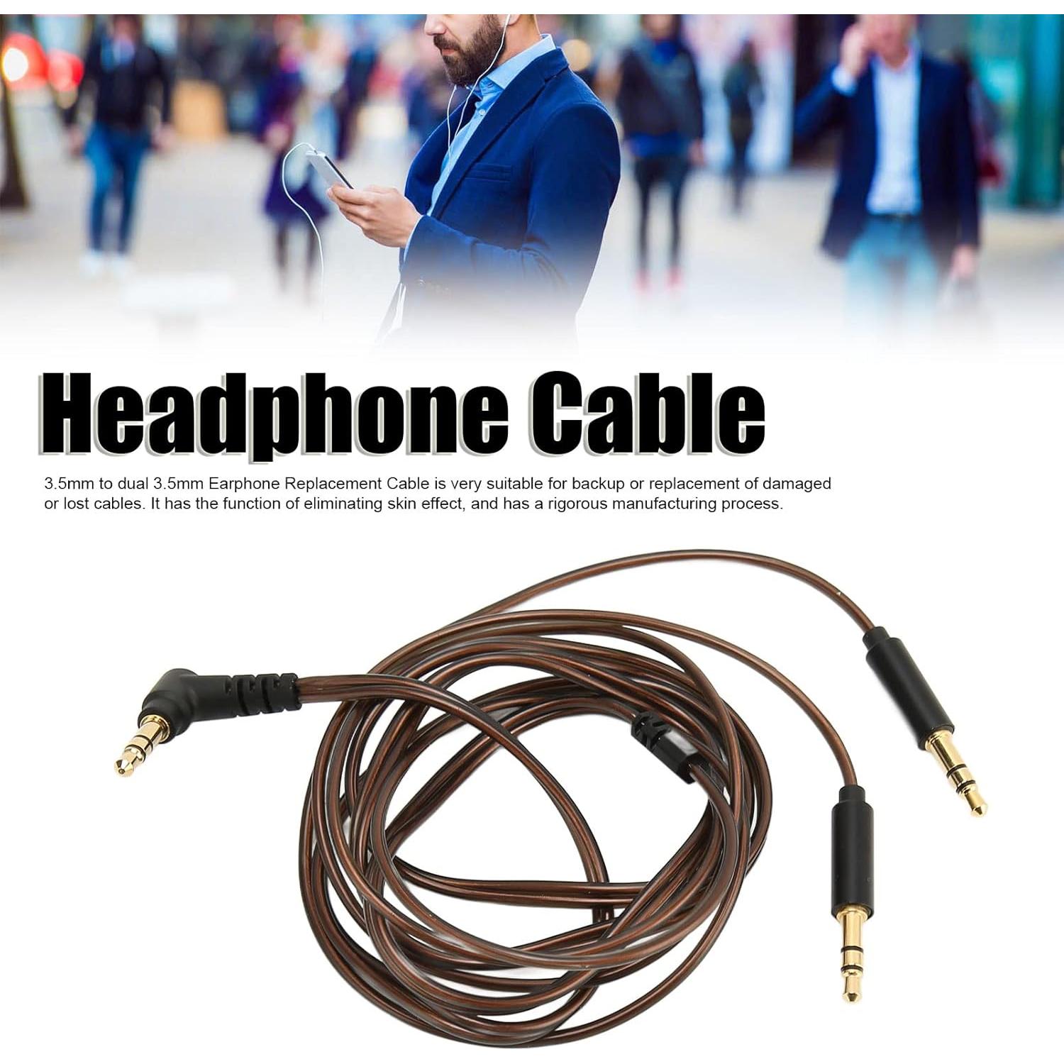 Replacement Cable for Hifiman Sundara, for Arya, for Ananda, for He400se, for Pro, for He4xx and Other 3.5mm Headsets (3.5mm to Dual 3.5mm Connector Version), 1.2M