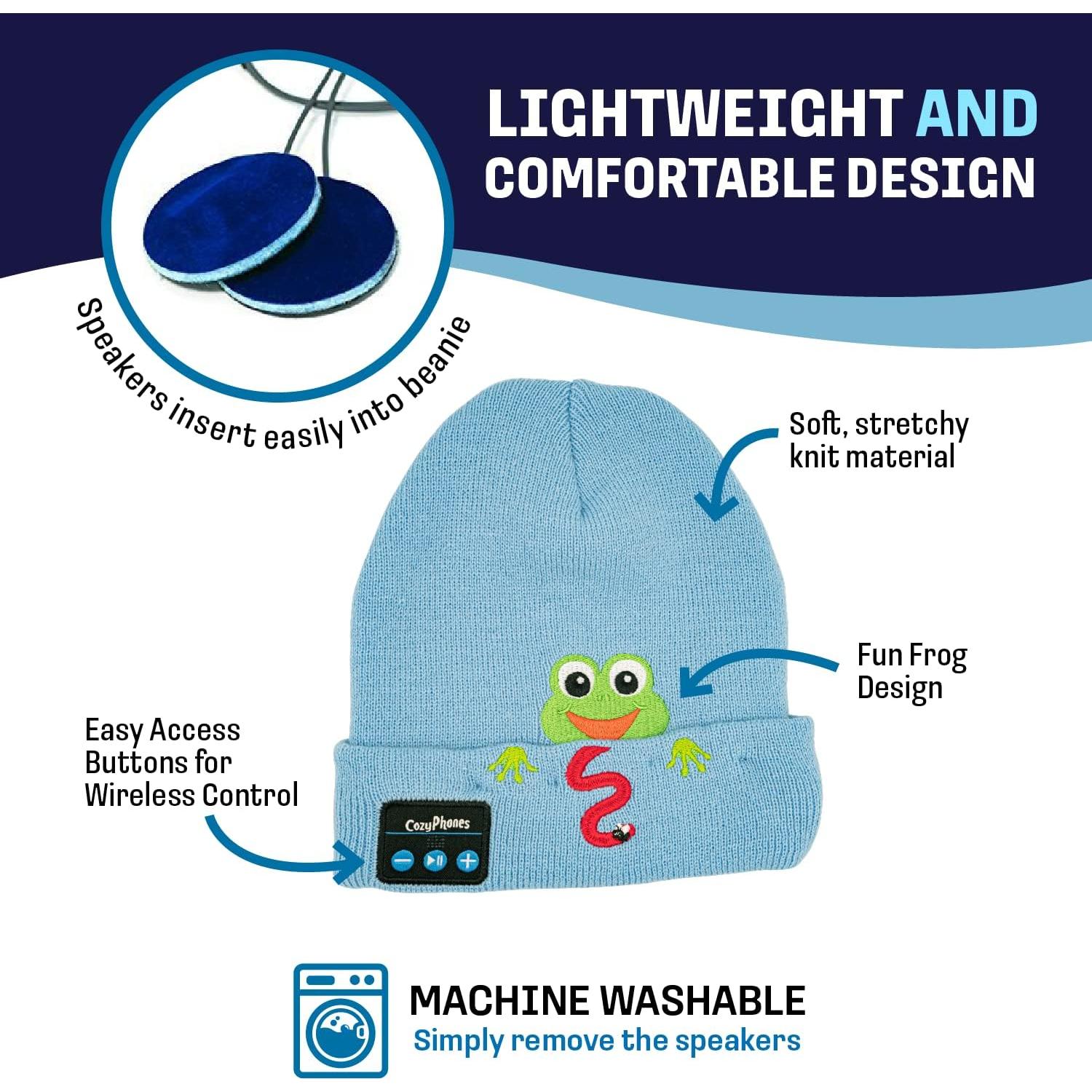 Gorro Bluetooth Inalámbrico CozyPhones para Niños Rana Azul