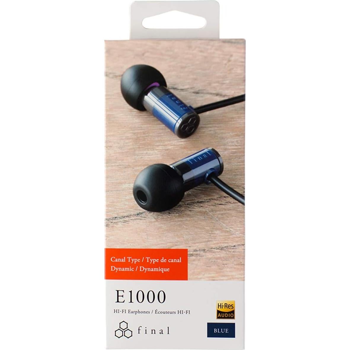 Final E1000 in-Ear Isolating Earphones, 6.4mm Dynamic Driver, Hires Certified, Durable Cable, Award Winning, Designed in Japan (Blue)